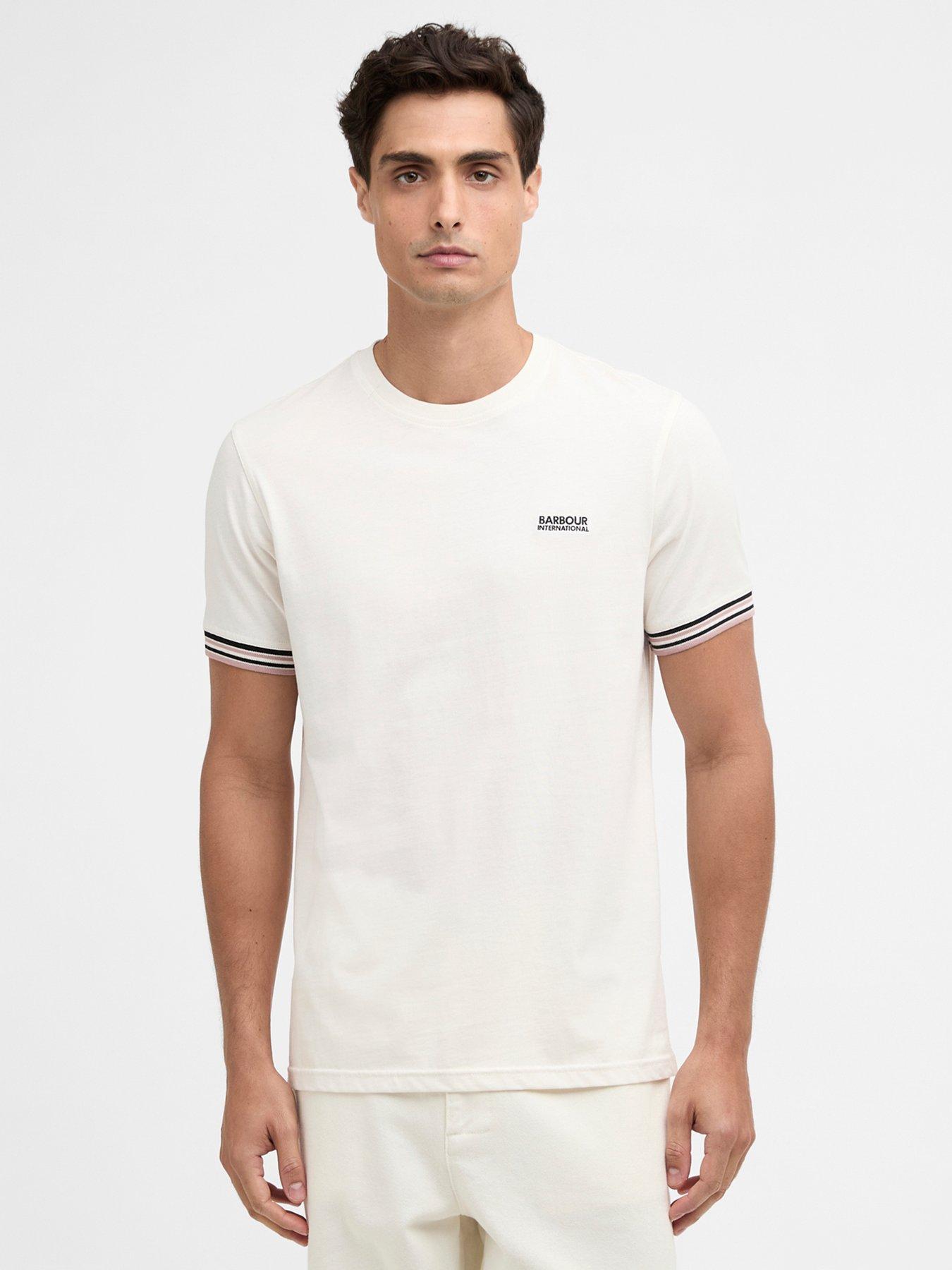 Barbour International Burnwood Tipped Cuff T-Shirt, White, Size 2Xl, Men