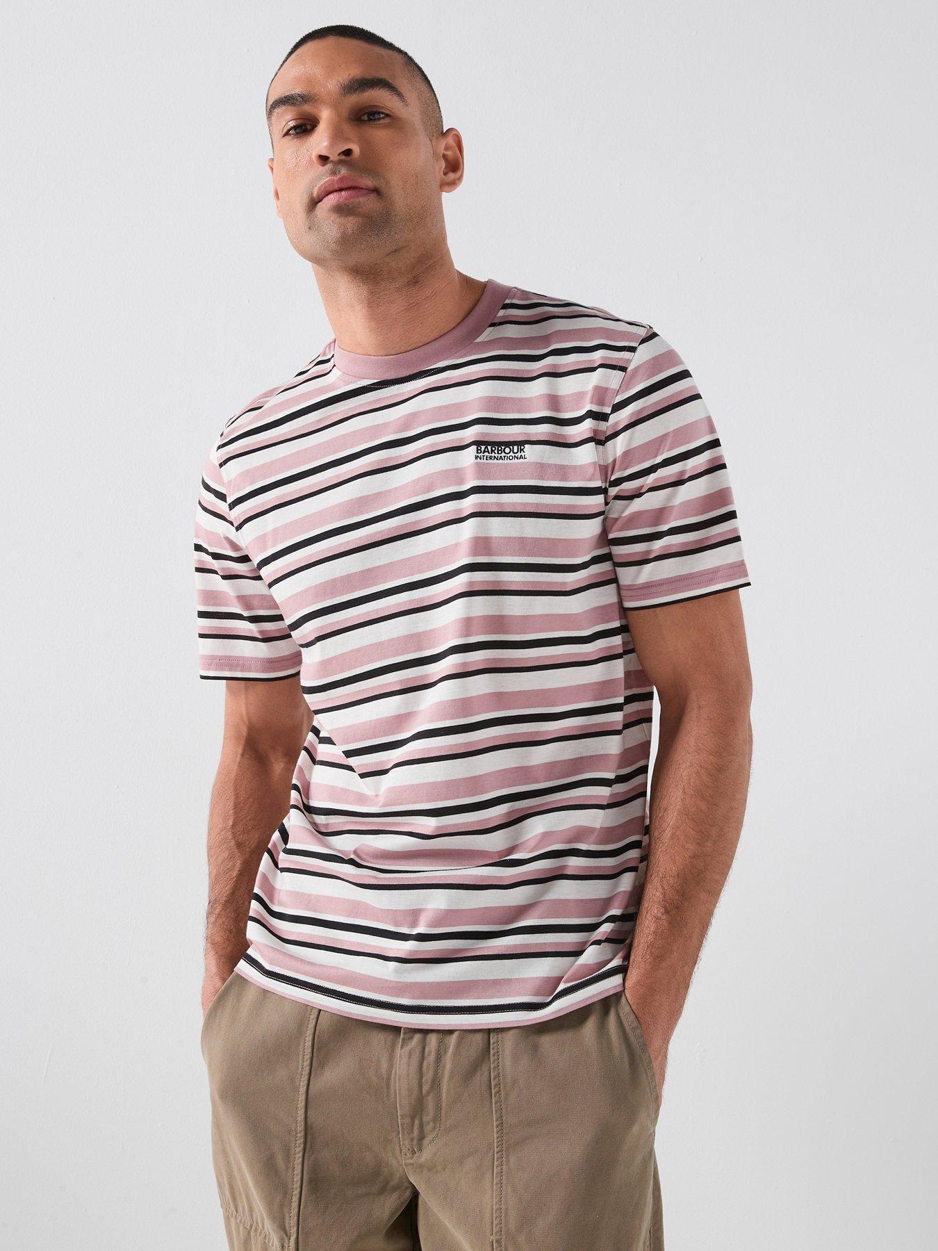 Barbour International Burnwood Stripe Relaxed T-Shirt, Pink, Size M, Men