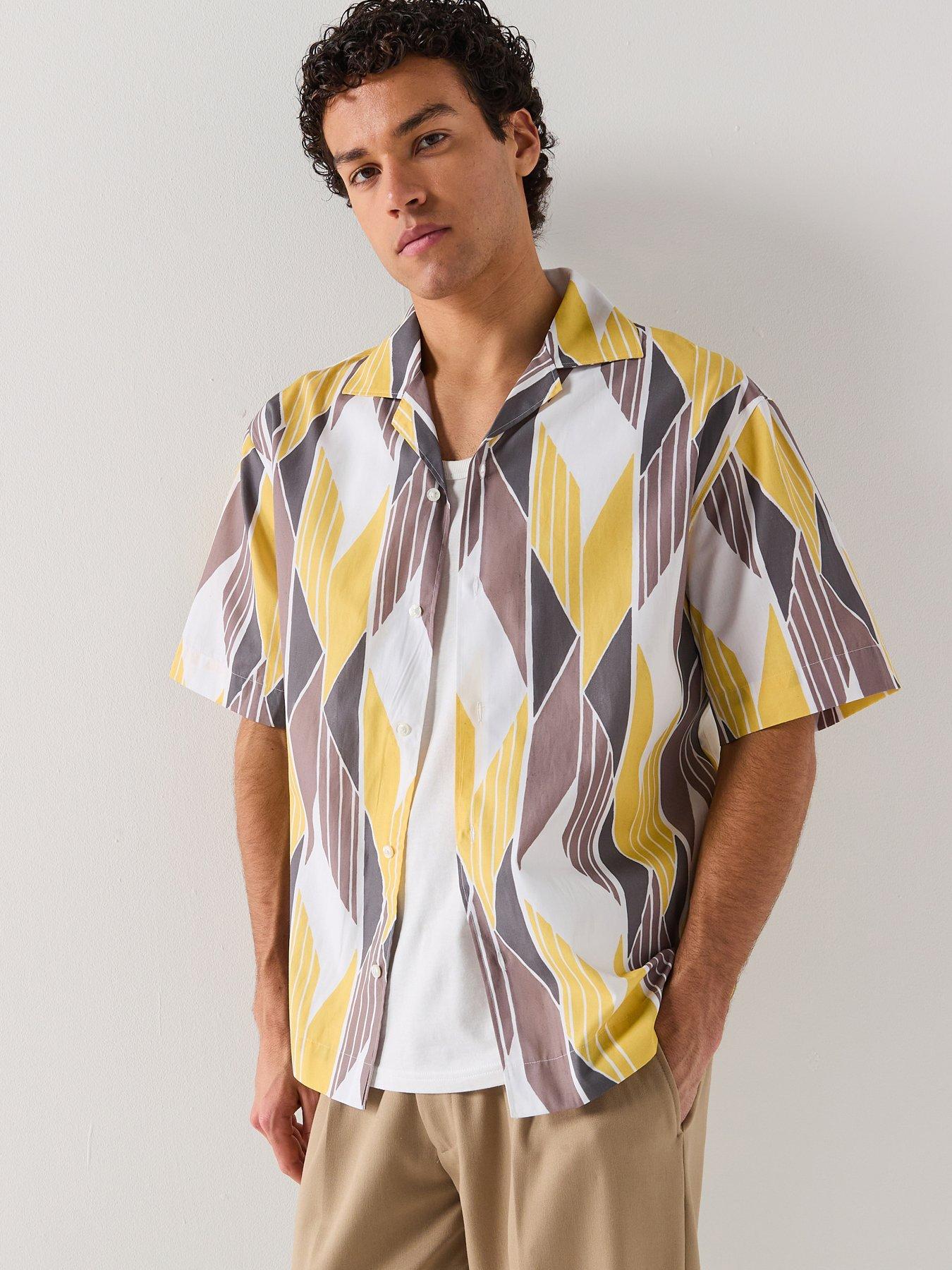 HUGO Espino Oversize Fit Printed Short Sleeve Shirt - White