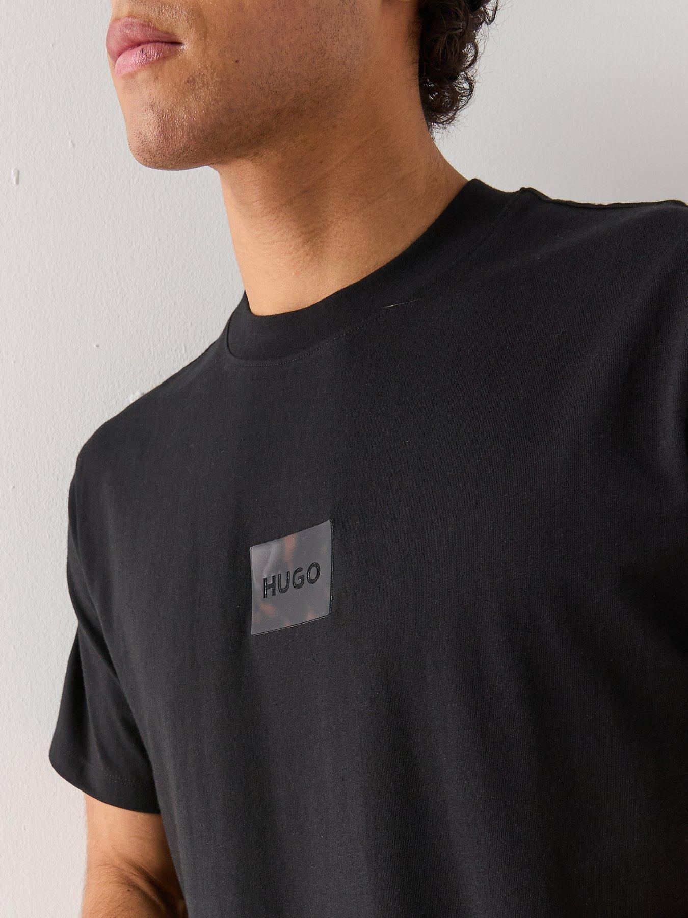 Image 4 of 4 of HUGO Dumeon Tortoiseshell Patch Logo Relaxed Fit T-Shirt - Black
