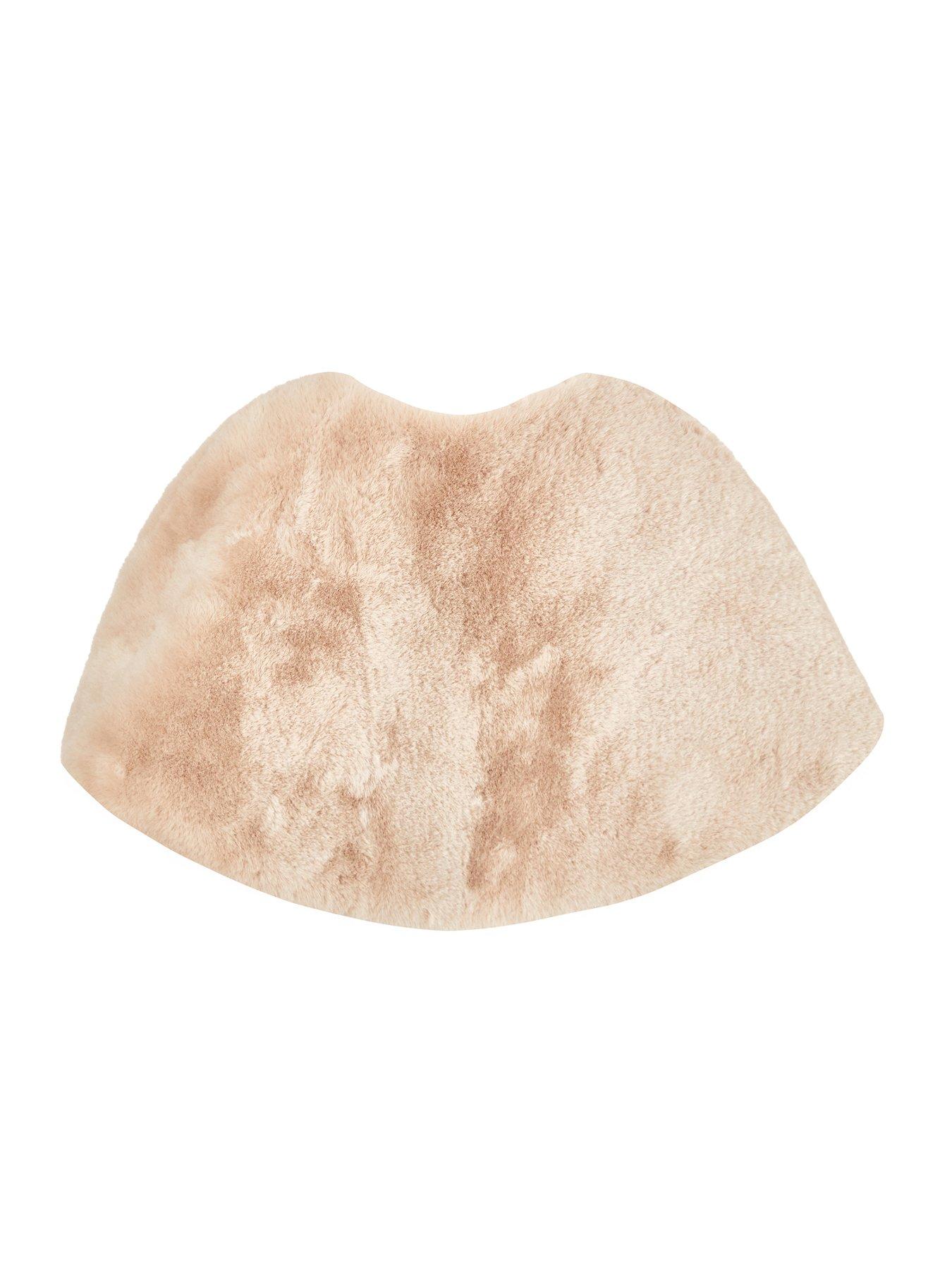 Image 2 of 3 of Quiz Beige Bow Detail Faux Fur Wrap