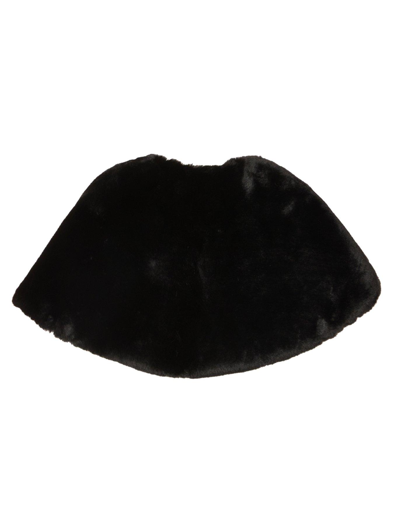 Image 2 of 3 of Quiz Black Bow Detail Faux Fur Wrap