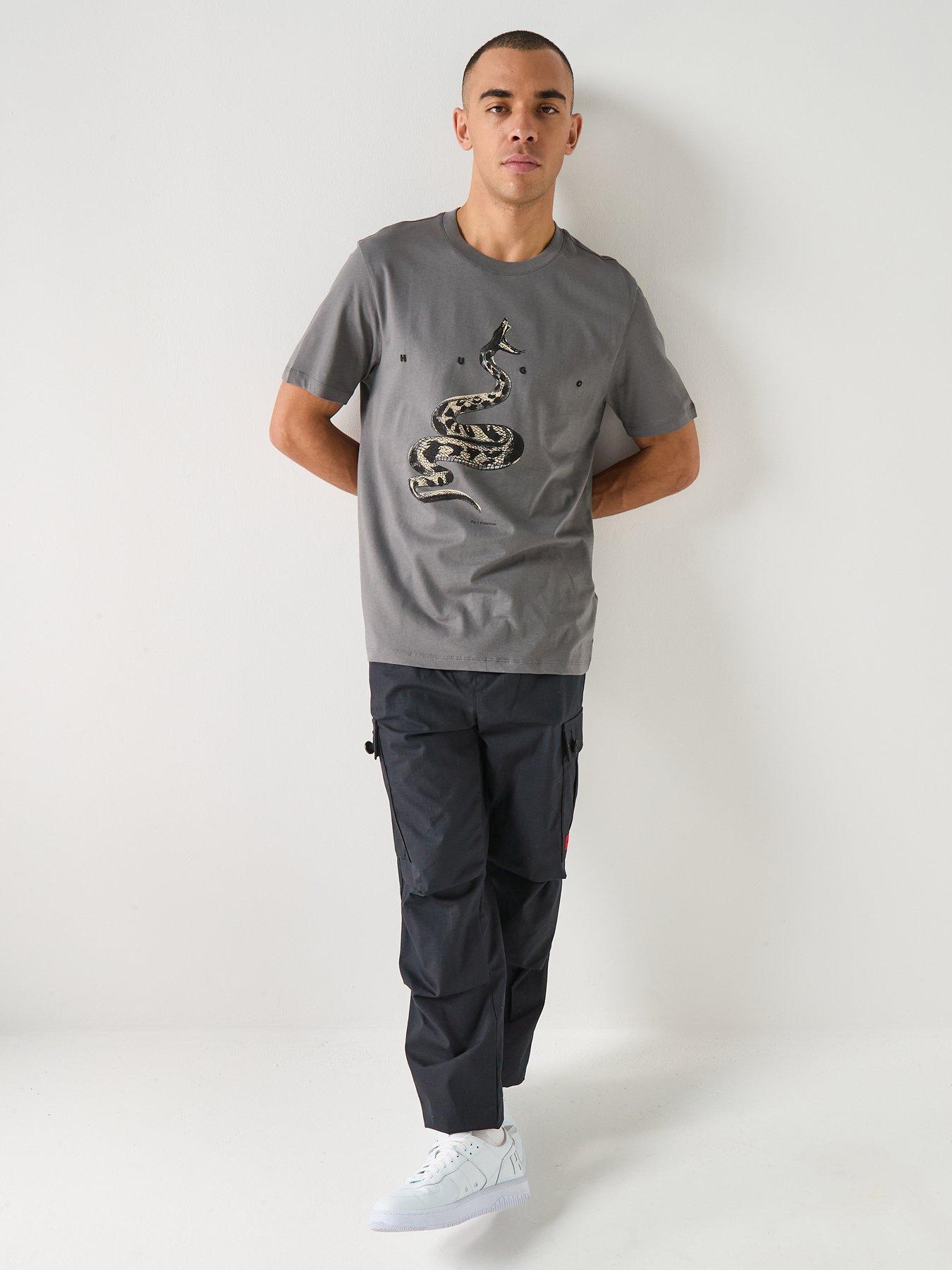 HUGO Discorb Snake Print T-Shirt - Dark Grey | Very