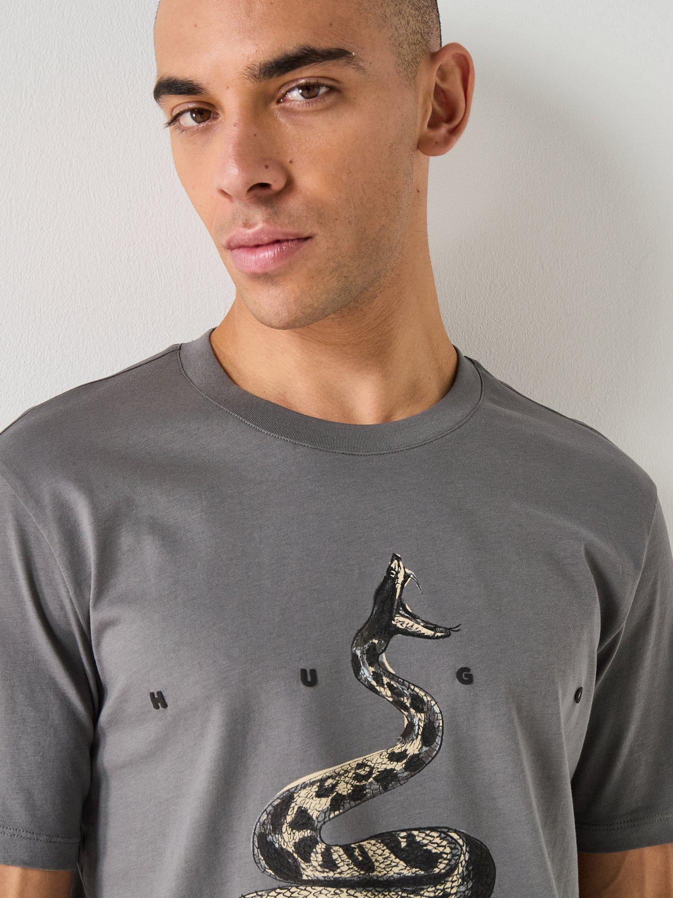 HUGO Discorb Snake Print T-Shirt - Dark Grey | Very