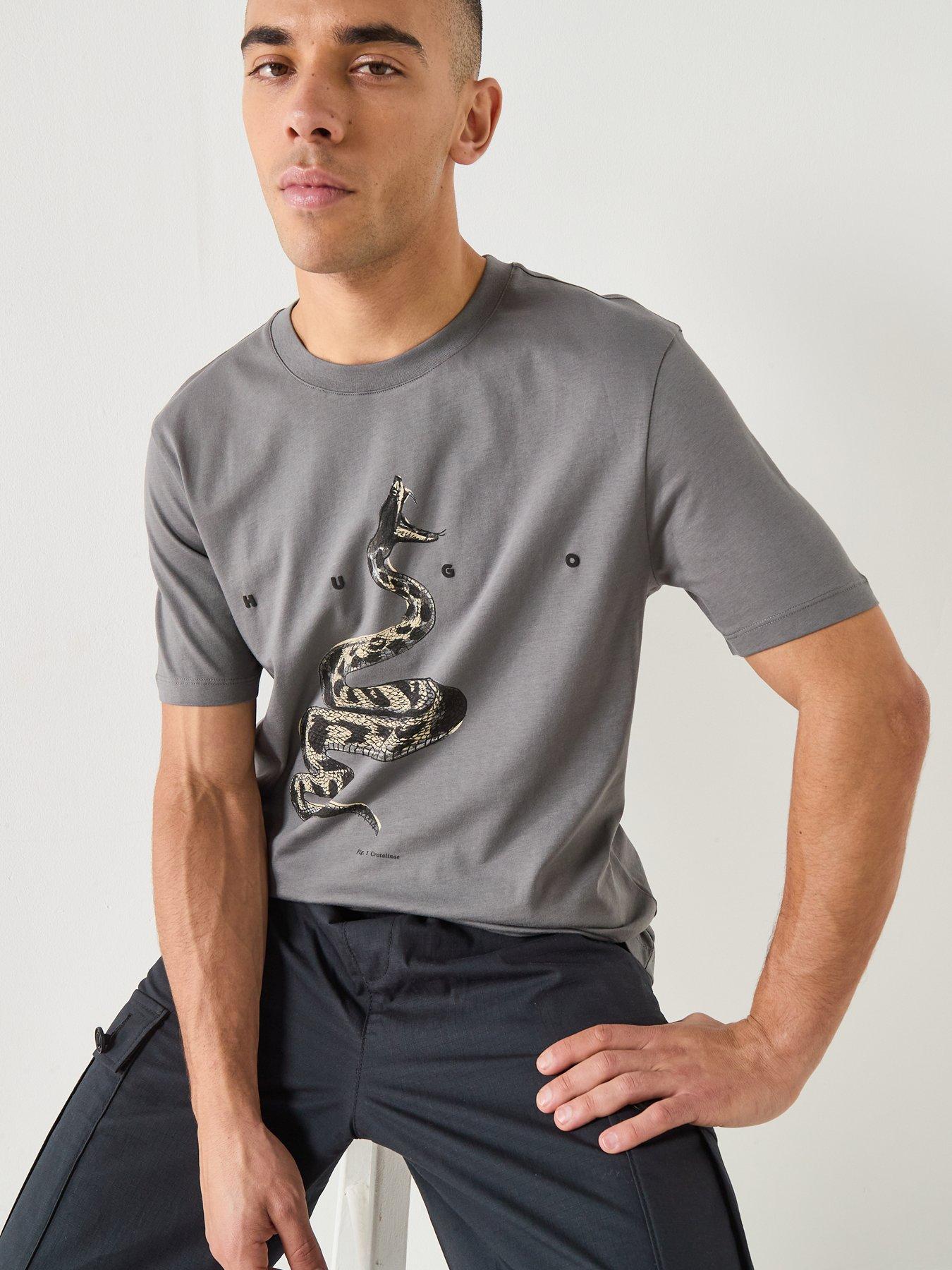 HUGO Discorb Snake Print T-Shirt - Dark Grey | Very