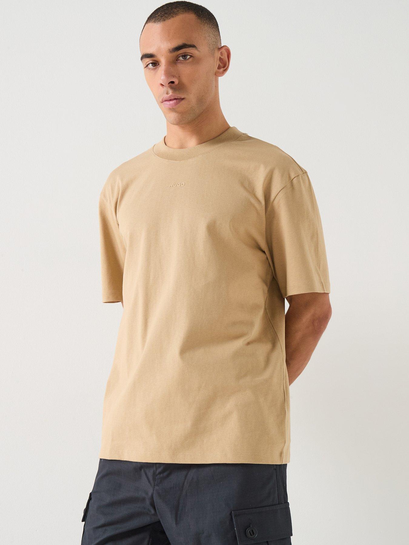 HUGO Dapolino Centre Logo Relaxed Fit T-Shirt - Beige