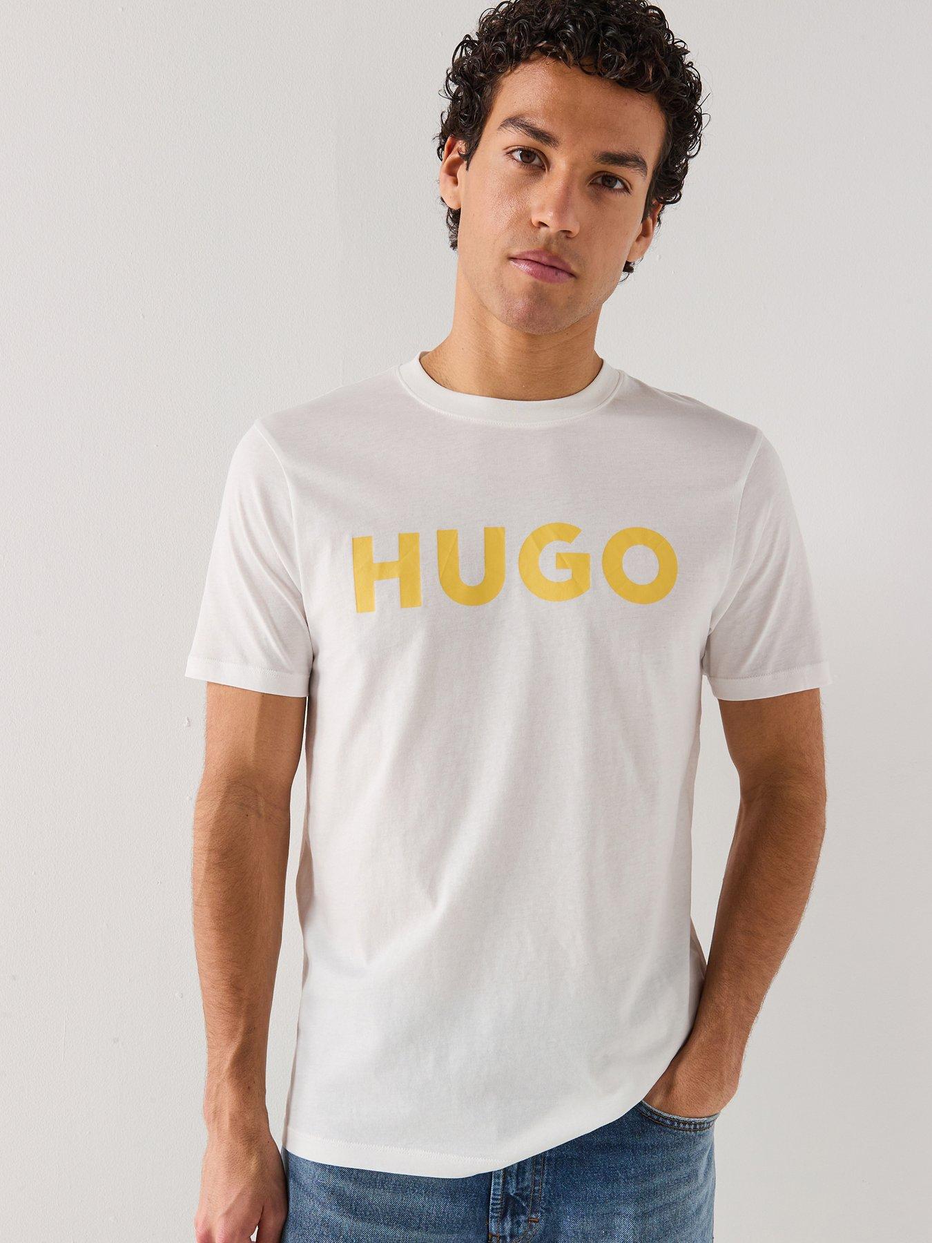 HUGO: Dulivio Regular Fit Large Logo T-Shirt - Natural