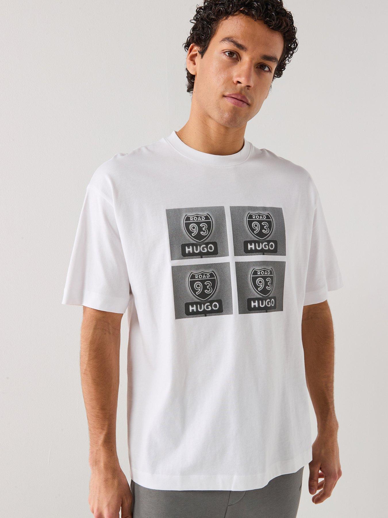 HUGO: Draxon Oversize Fit Printed T-Shirt - White