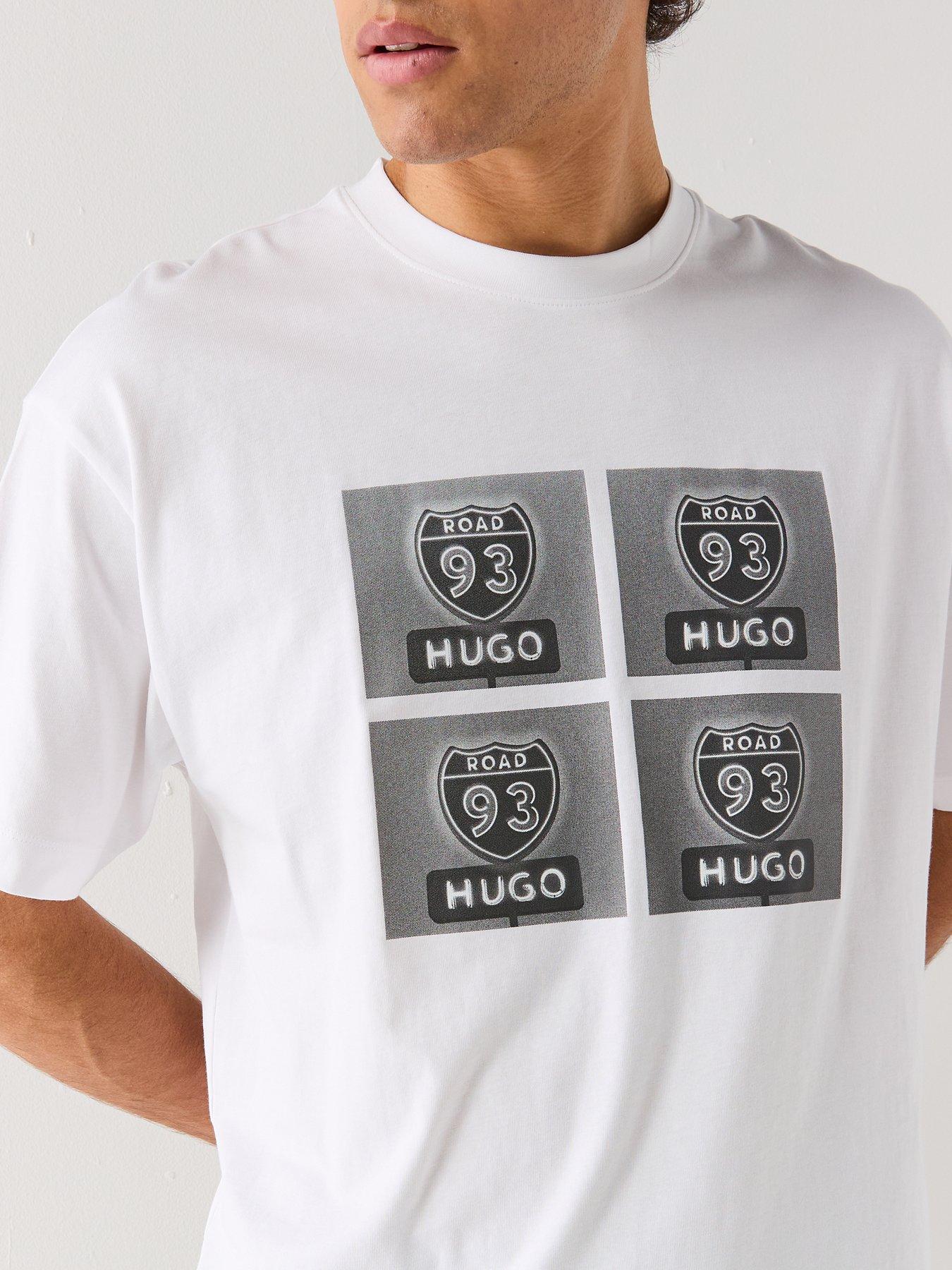 Image 4 of 4 of HUGO Draxon Oversize Fit Printed T-Shirt - White