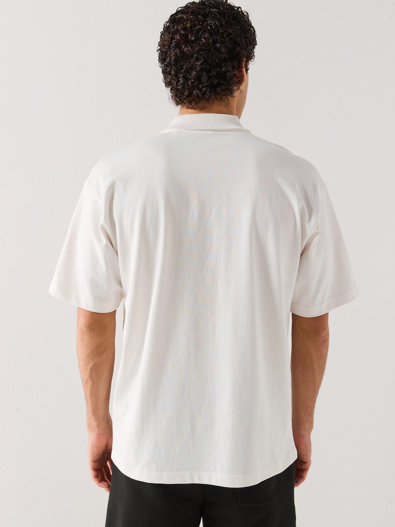 Image 2 of 4 of HUGO Dardigo Oversize Fit Rose Print Polo Shirt - Natural