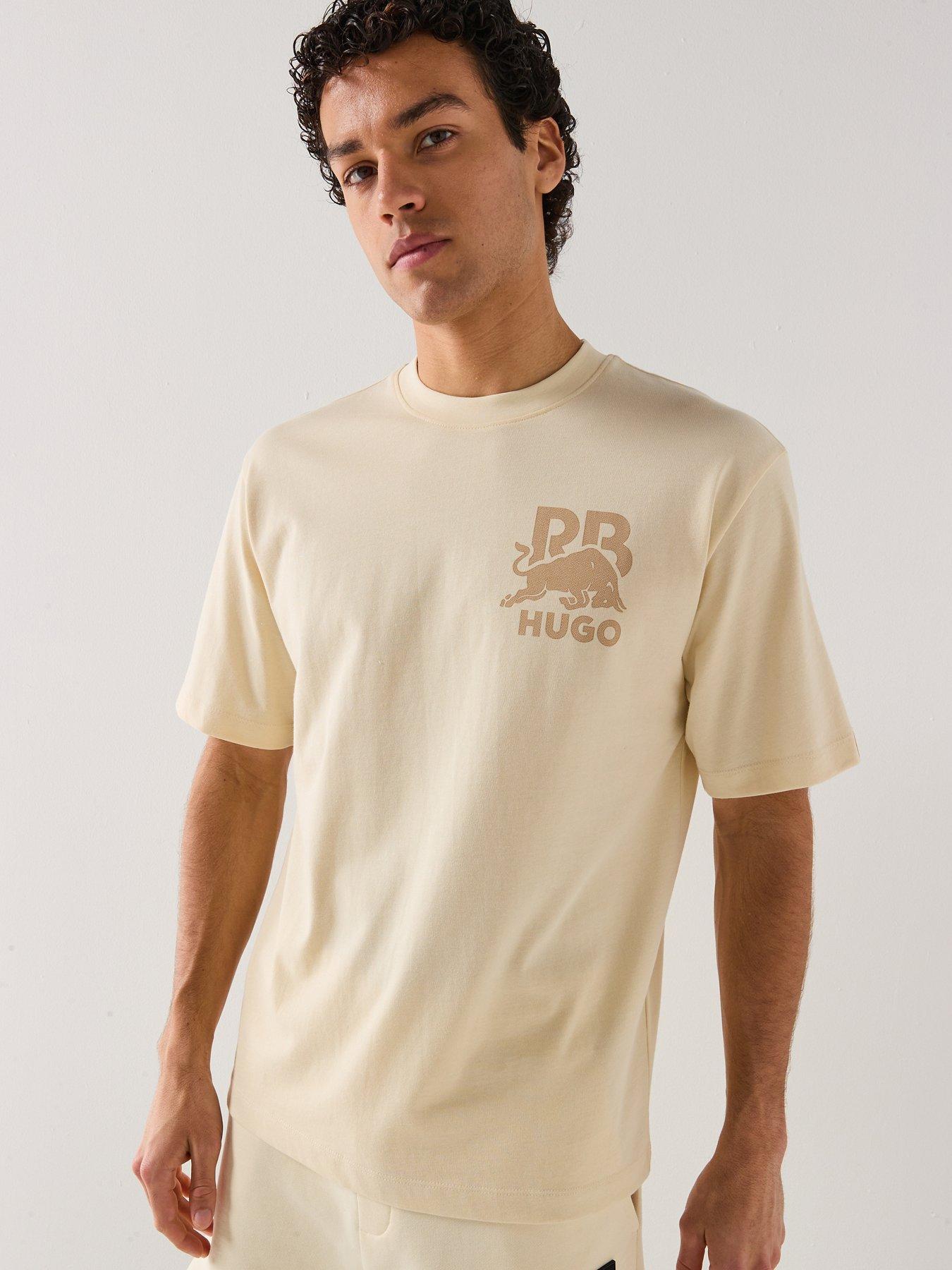 HUGO X RB Delel Relaxed Fit Bull Motif Logo T-Shirt - White