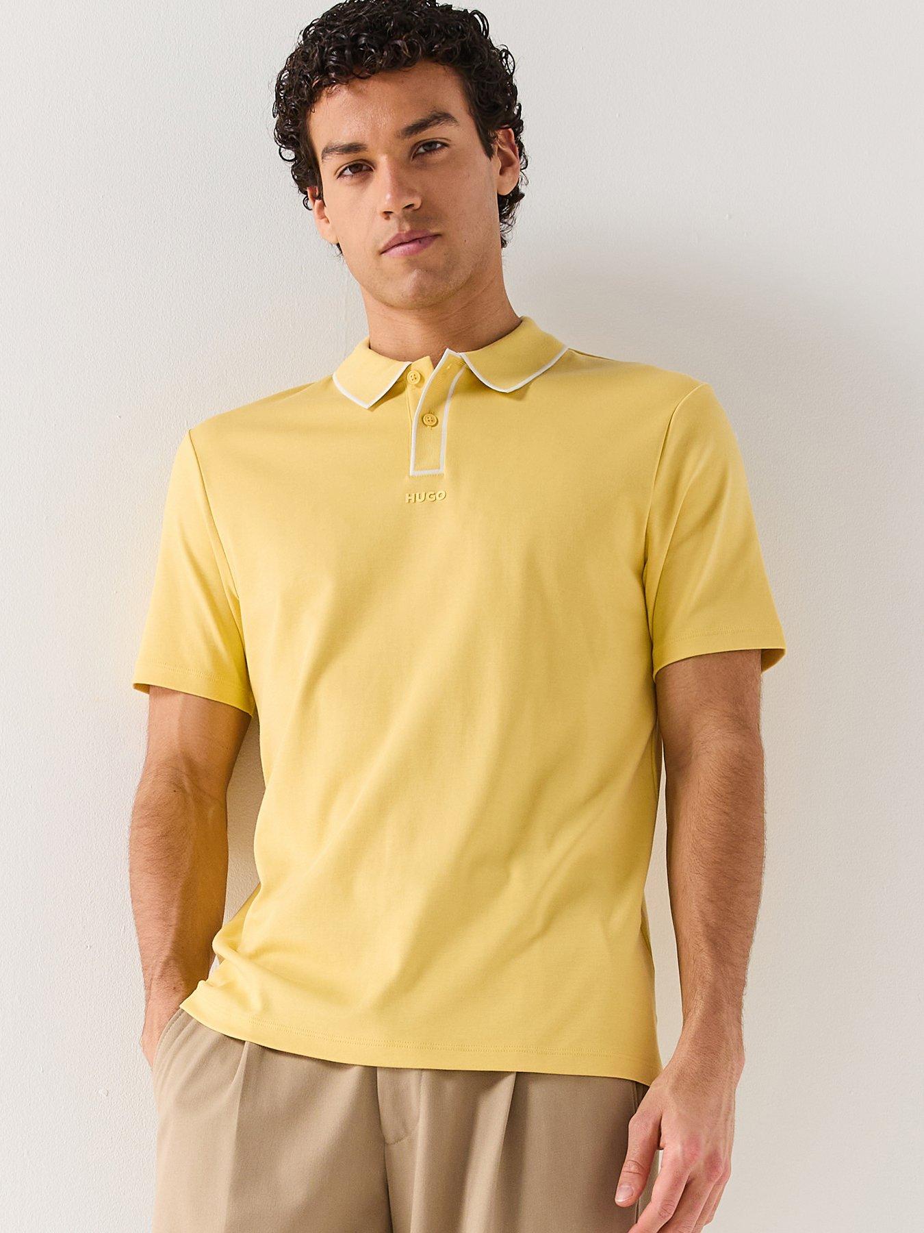 HUGO: Dalumo Outline Placket Regular Fit Polo Shirt - Yellow