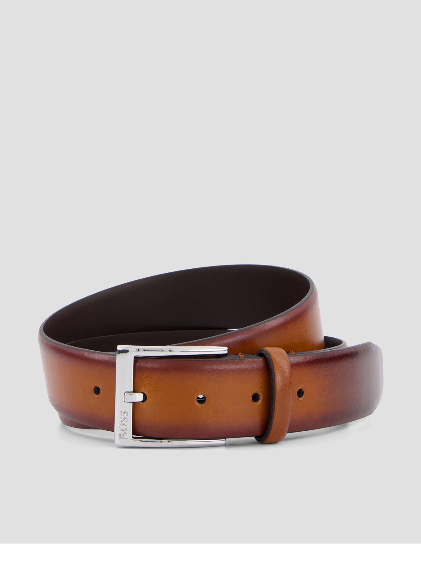 BOSS Elloy-PC-AN High Shine Formal Leather Belt - Brown