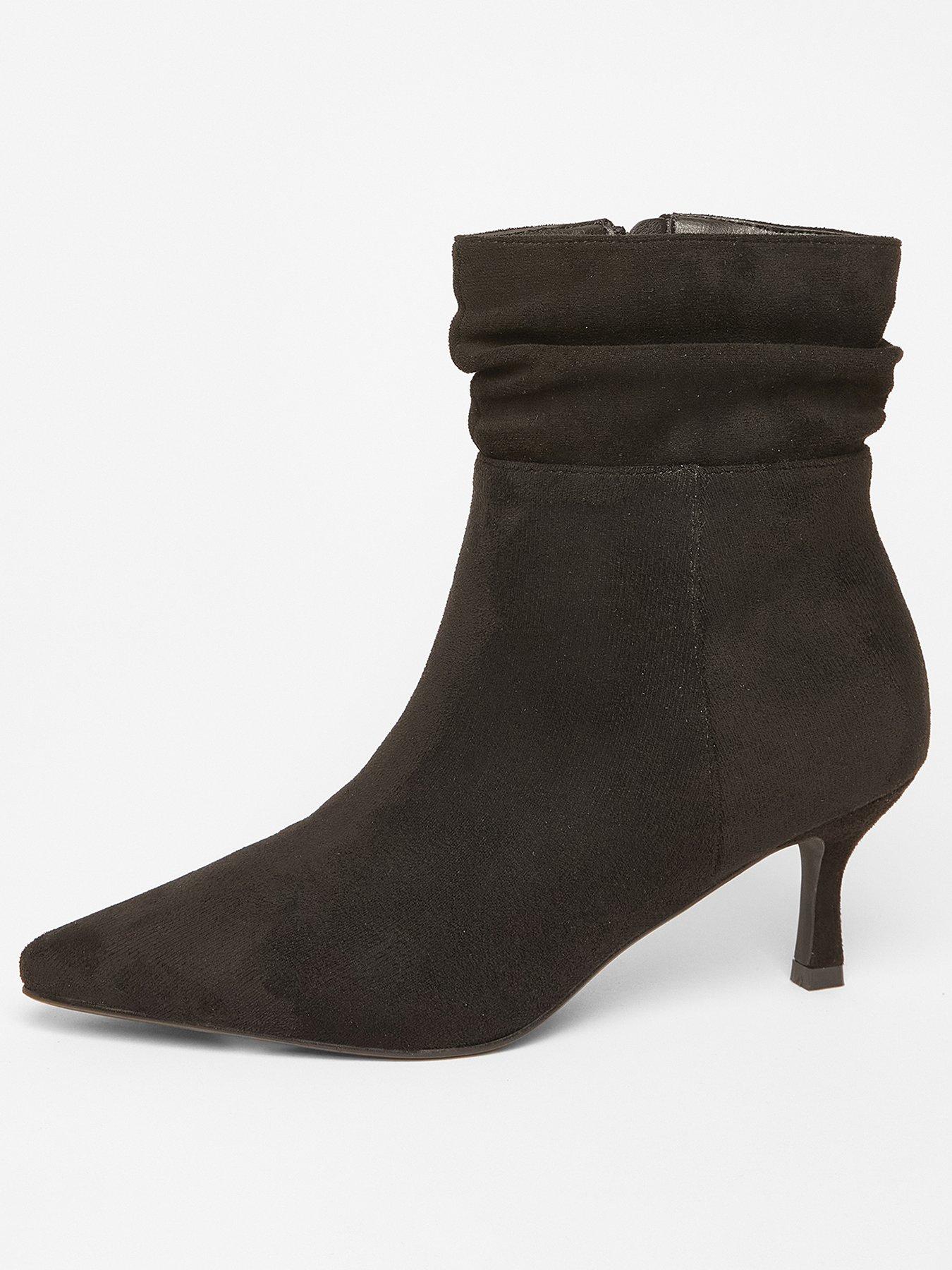 Quiz Black Faux Suede Heeled Ankle Boots