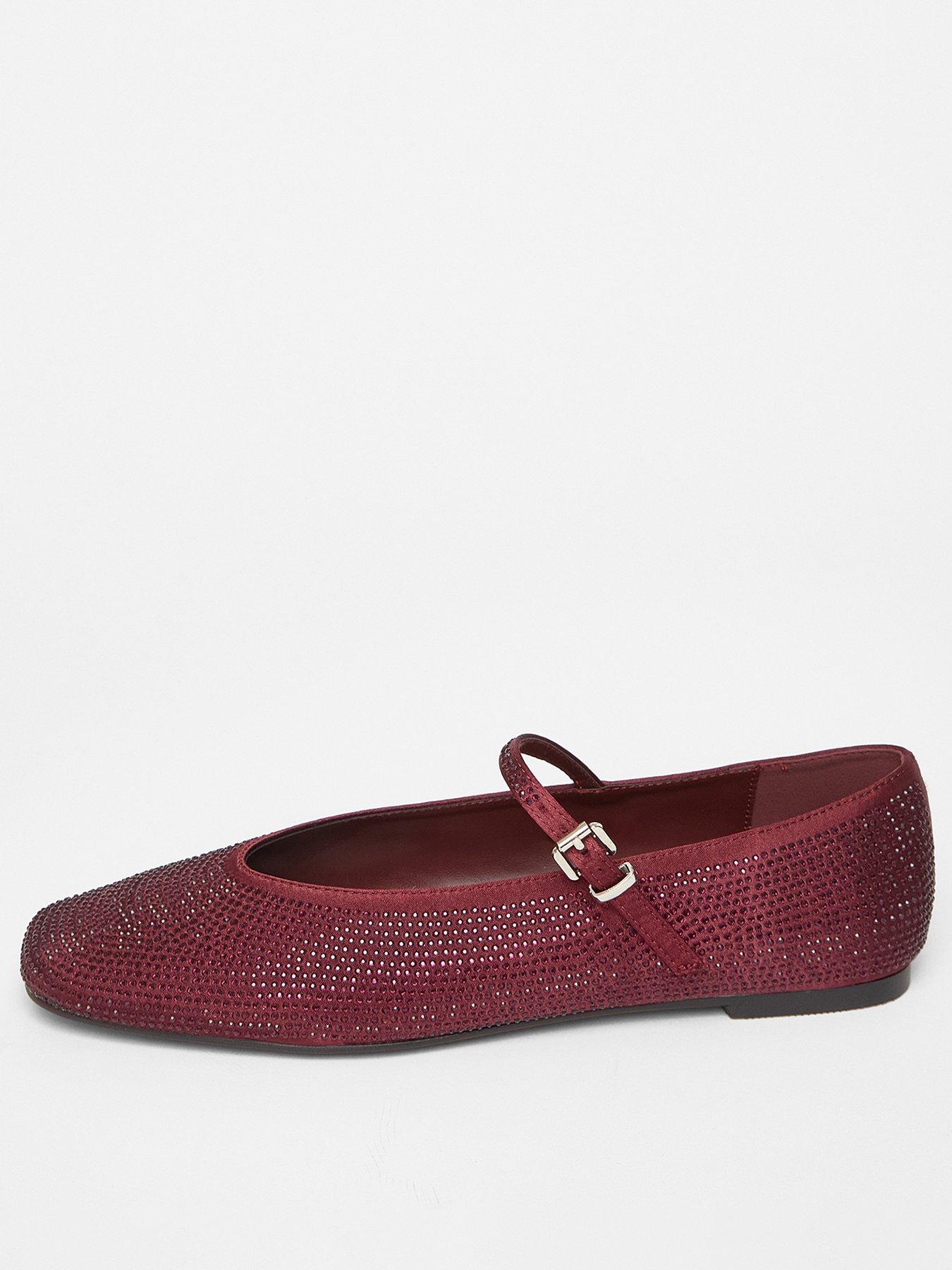 Quiz Burgundy Diamante Embellished Pumps