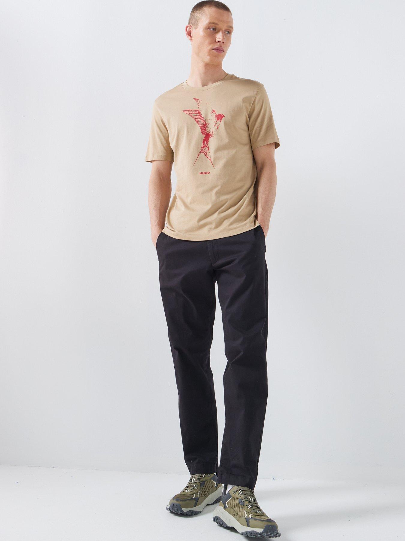 Image 3 of 5 of HUGO Duhorse Bird Print Regular Fit T-Shirt - Beige