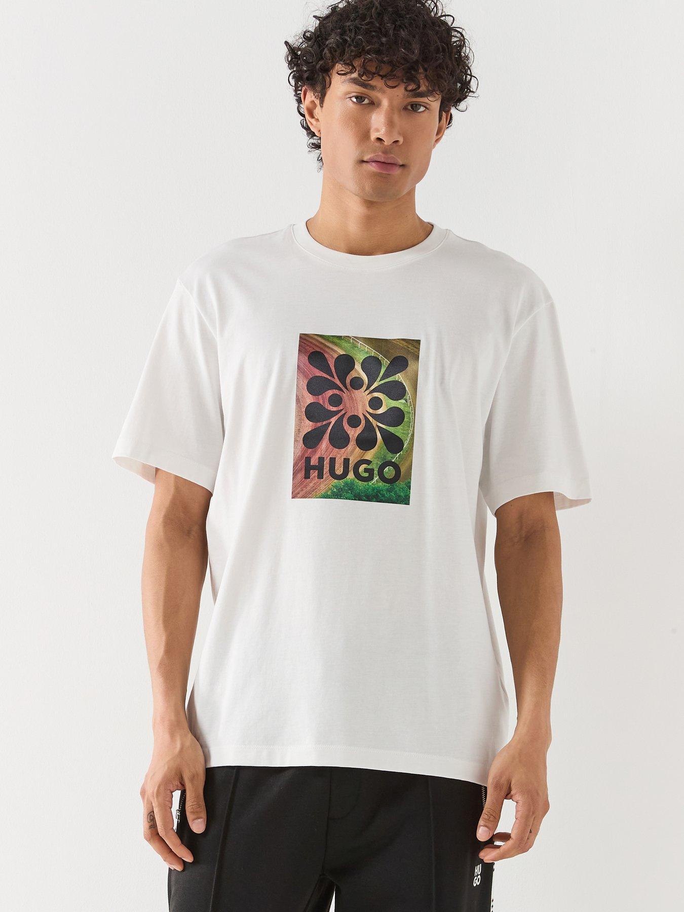 HUGO Damoru Printed Relaxed Fit T-Shirt, Natural, Size Xl, Men