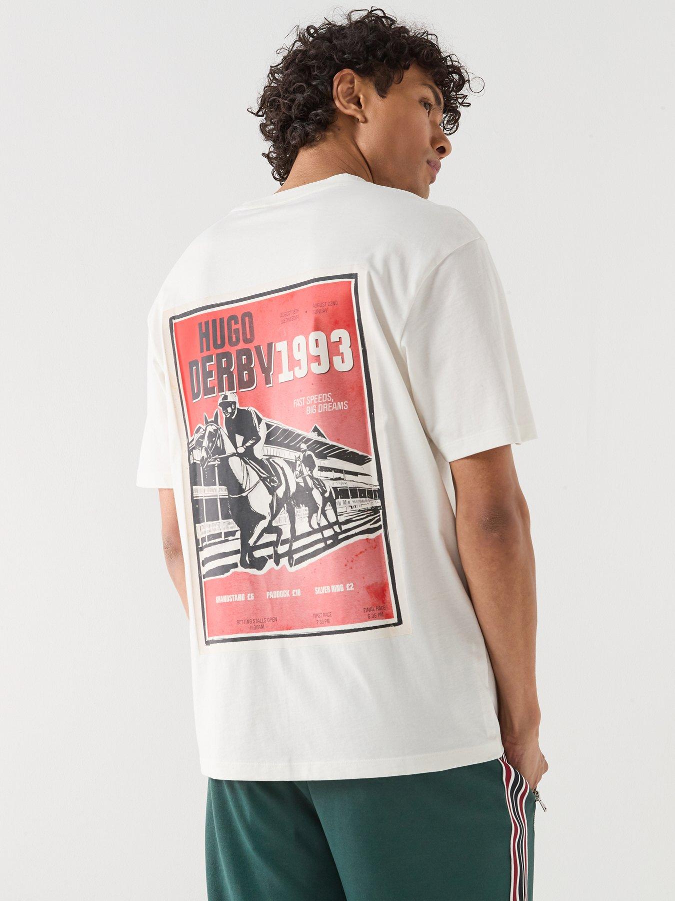 HUGO Derlyns Back Print Relaxed Fit T-Shirt, Natural, Size Xl, Men