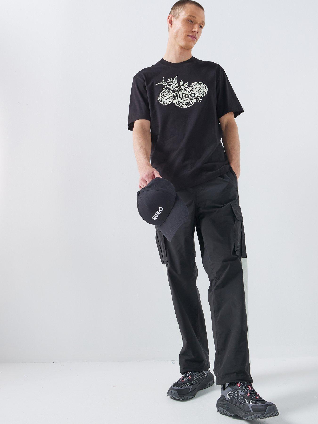 Image 3 of 4 of HUGO Dangen Embroidered Logo Relaxed Fit T-Shirt - Black