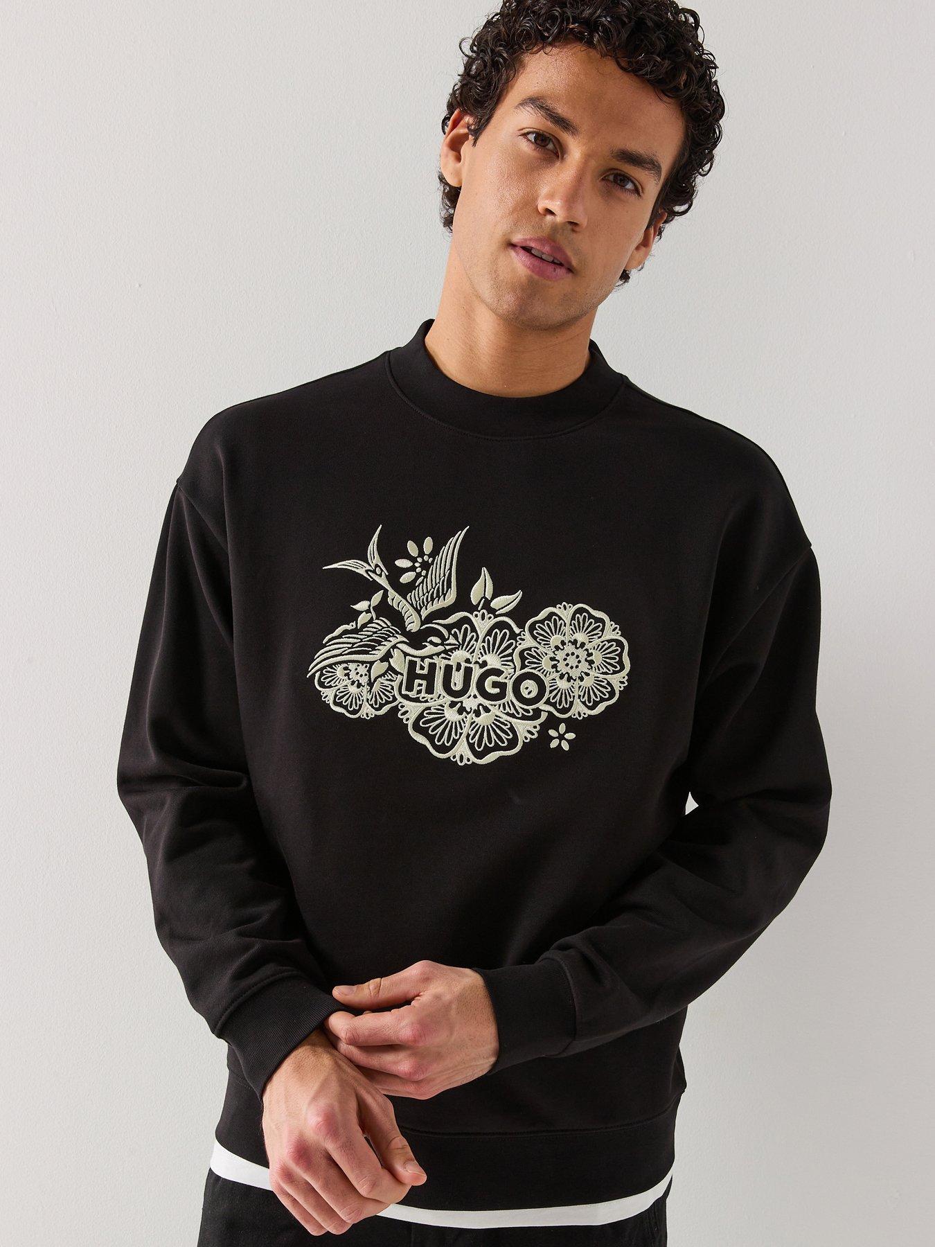 HUGO Darony Embroidered Logo Relaxed Fit Crew Sweat - Black