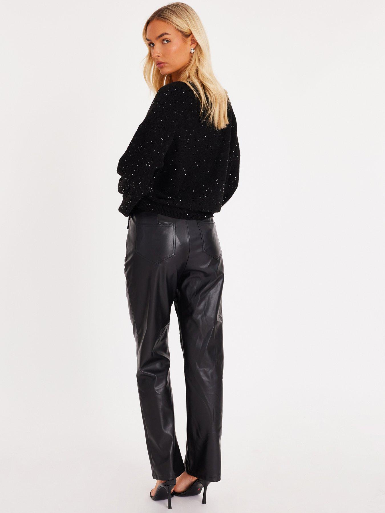 Quiz Black Sequin Tie Front Cardigan | Very
