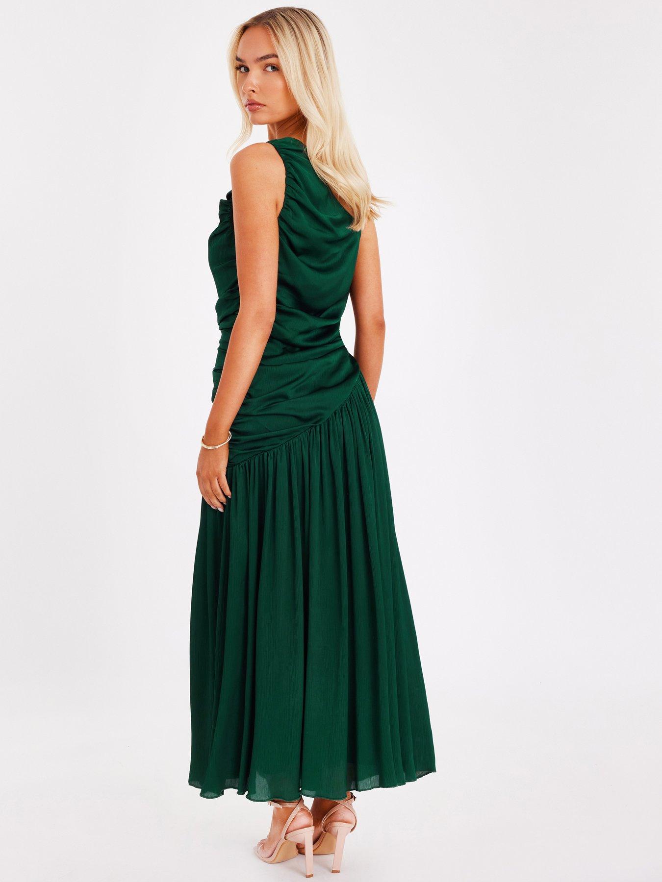 sachin and babi light blue dress True Decadence Dark Azaria Metallic-Copper Smocked Dropped-Waist Maxi-