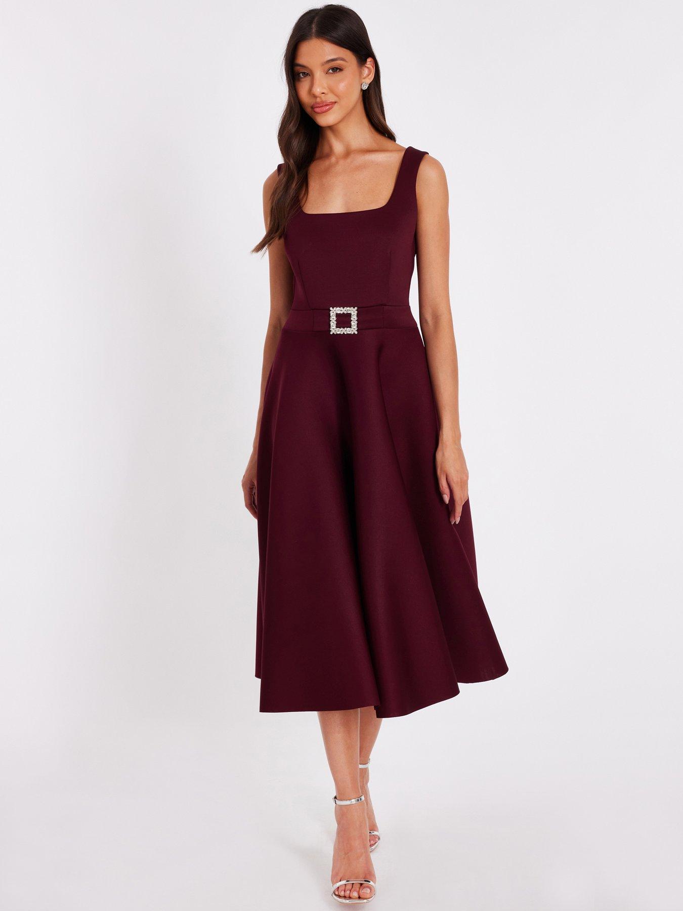 burgundy skater dress uk Mirage Burgundy Velvet Halter-Neck Mini Dress With Skater-Skirt – Club L  London