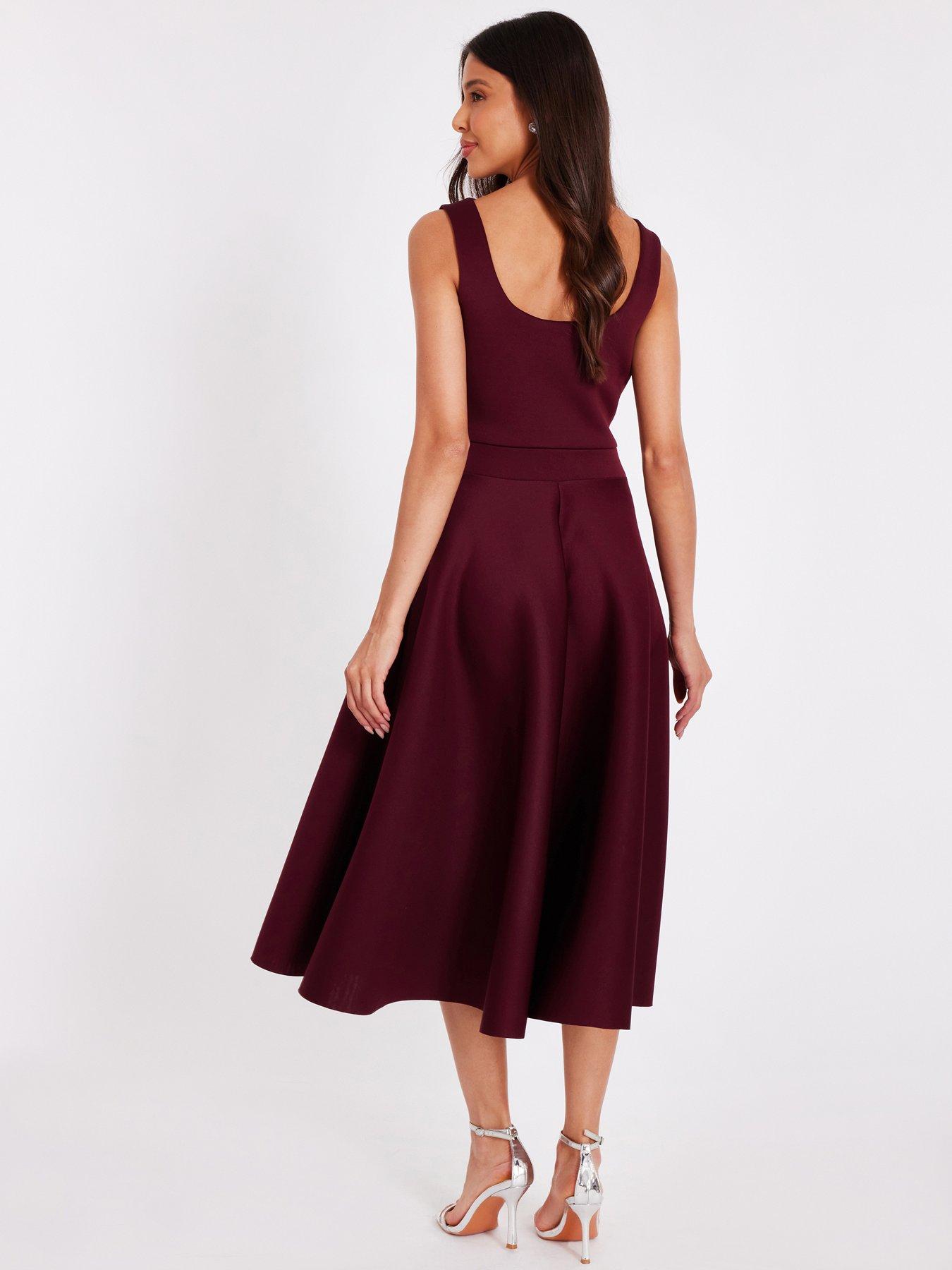 Quiz Burgundy Buckle Front Skater Dress | Very