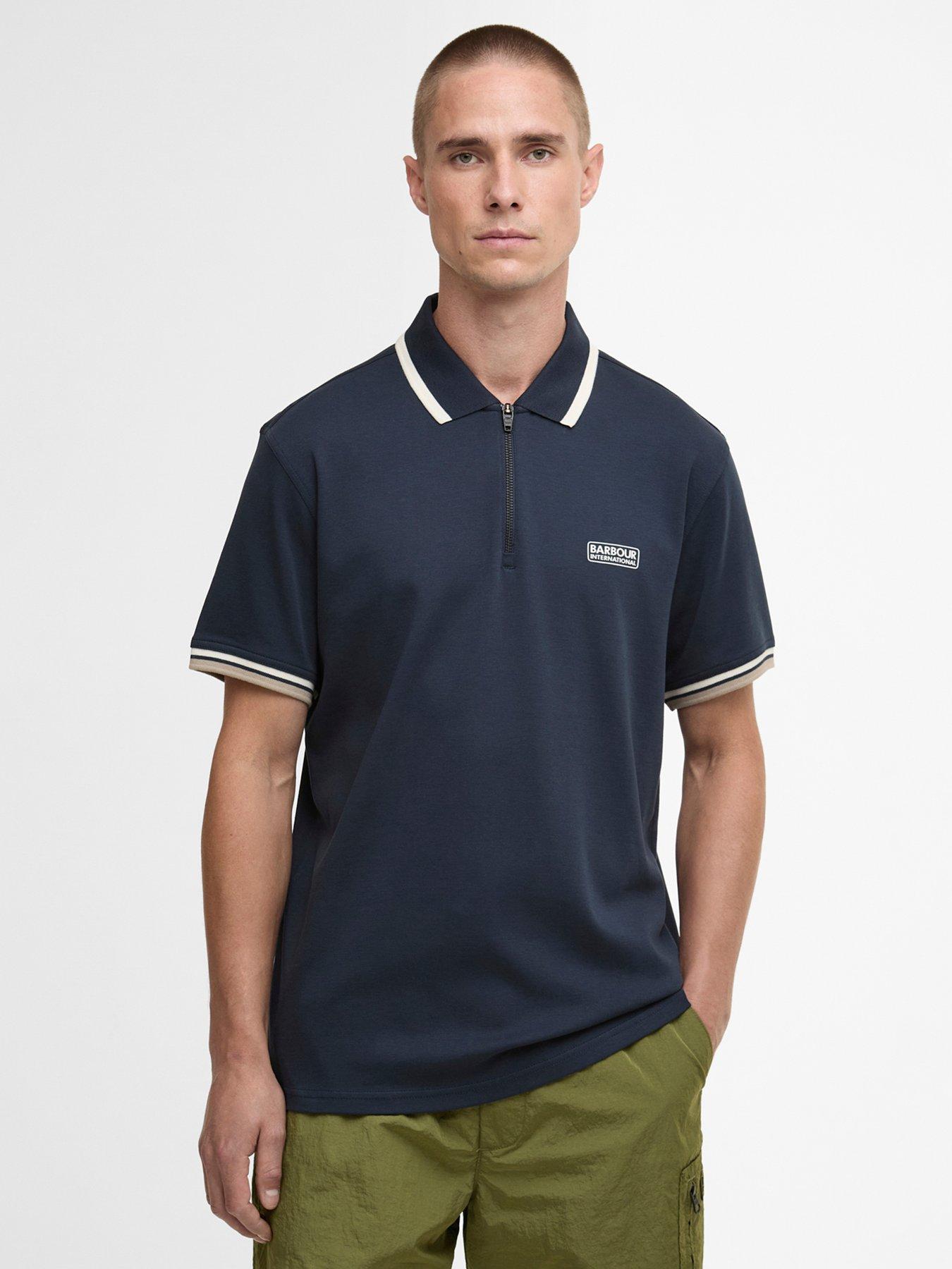 Barbour International Panter Interlock Zipped Polo Shirt - Navy