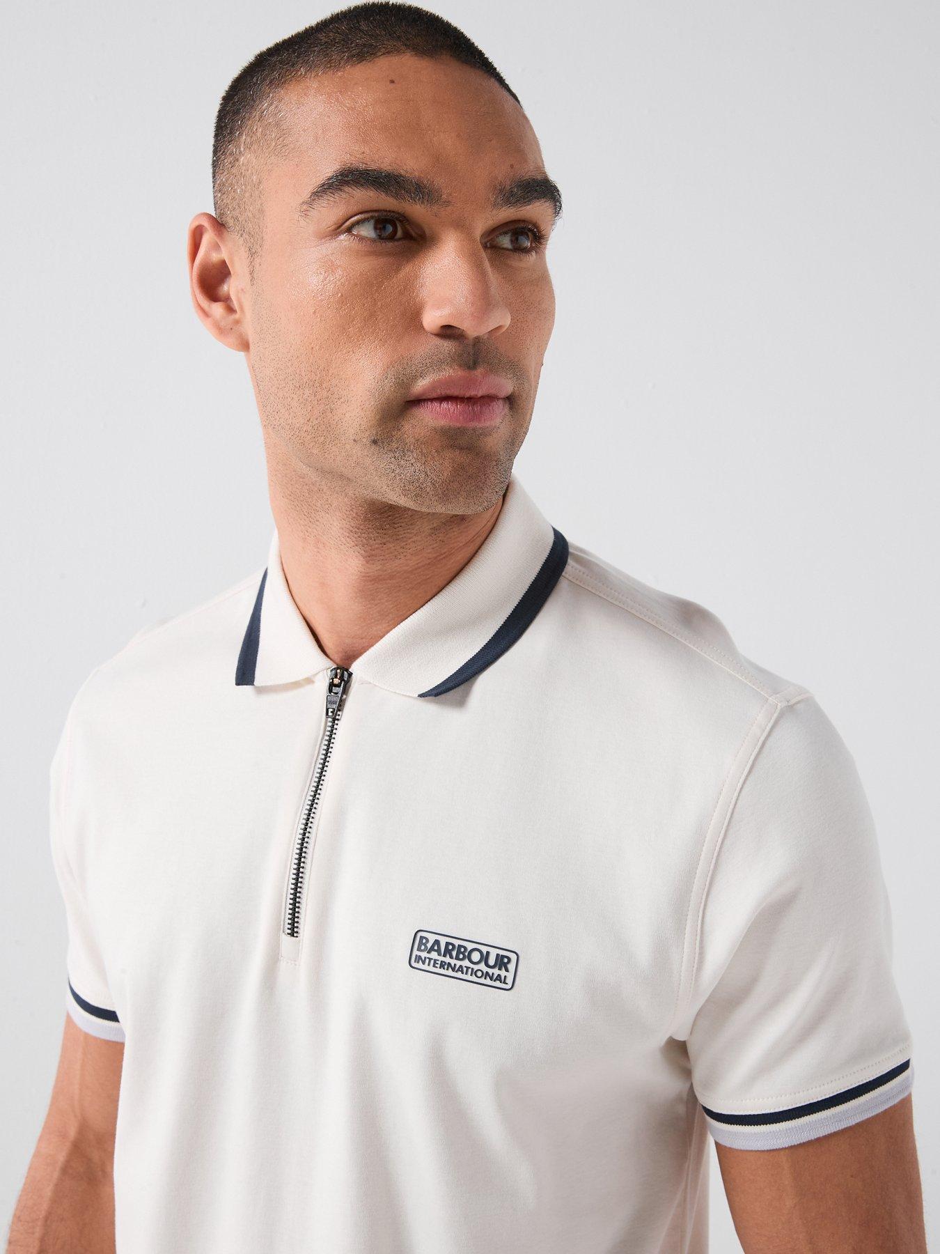 Image 4 of 4 of Barbour International Panter Interlock Zipped Polo Shirt - White