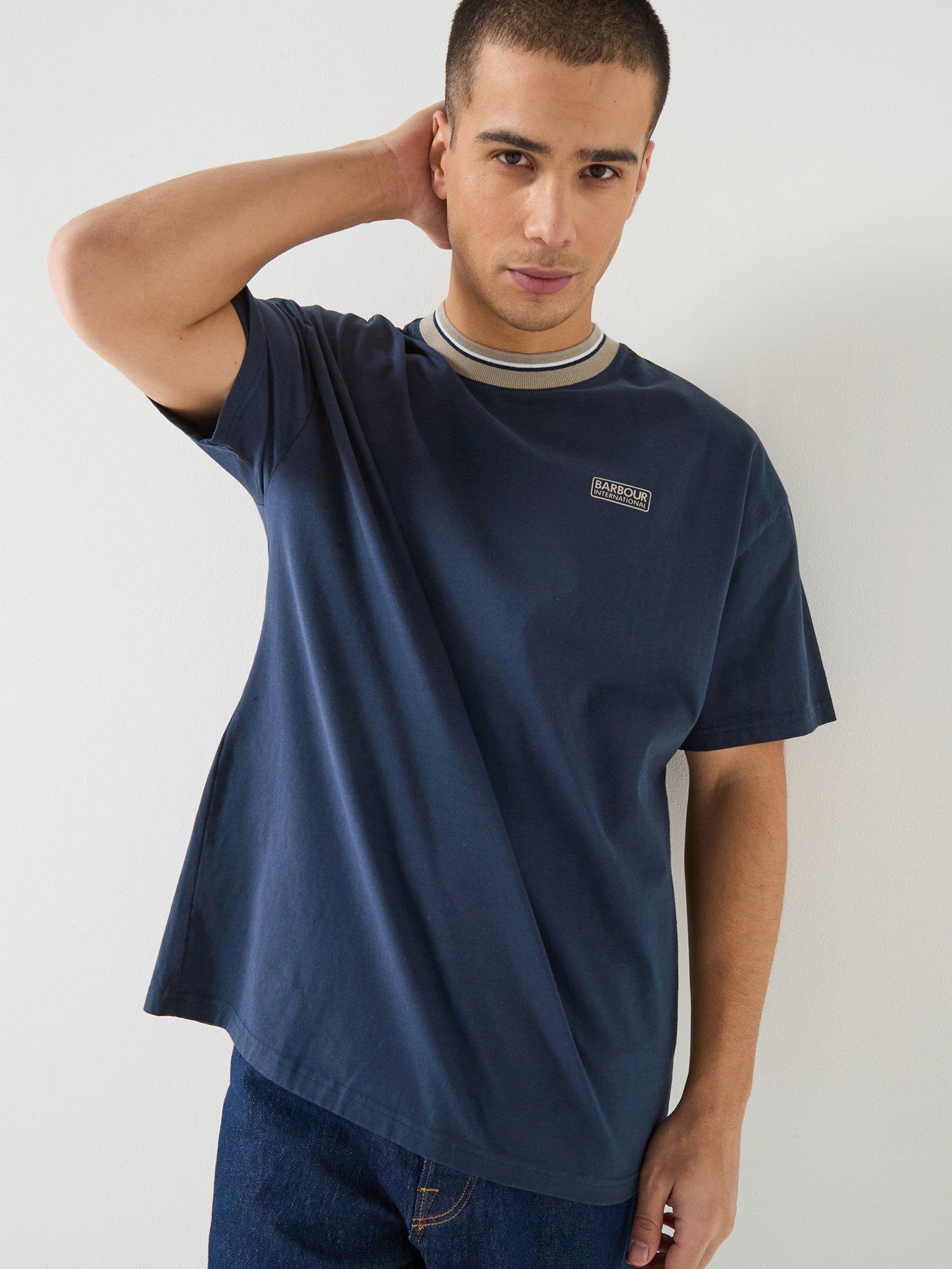 Barbour International Oversized Taley Tipped T-Shirt - Navy
