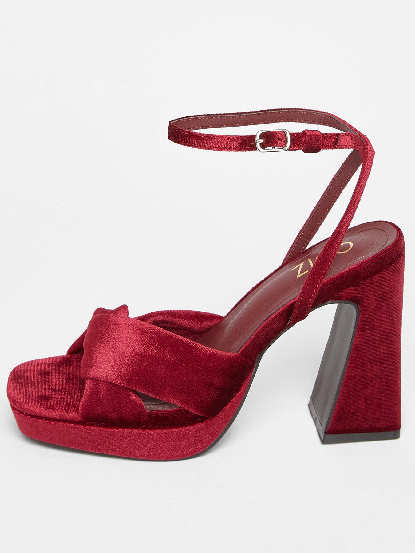 Image 1 of 5 of Quiz Burgundy Knot Front Platform Heels