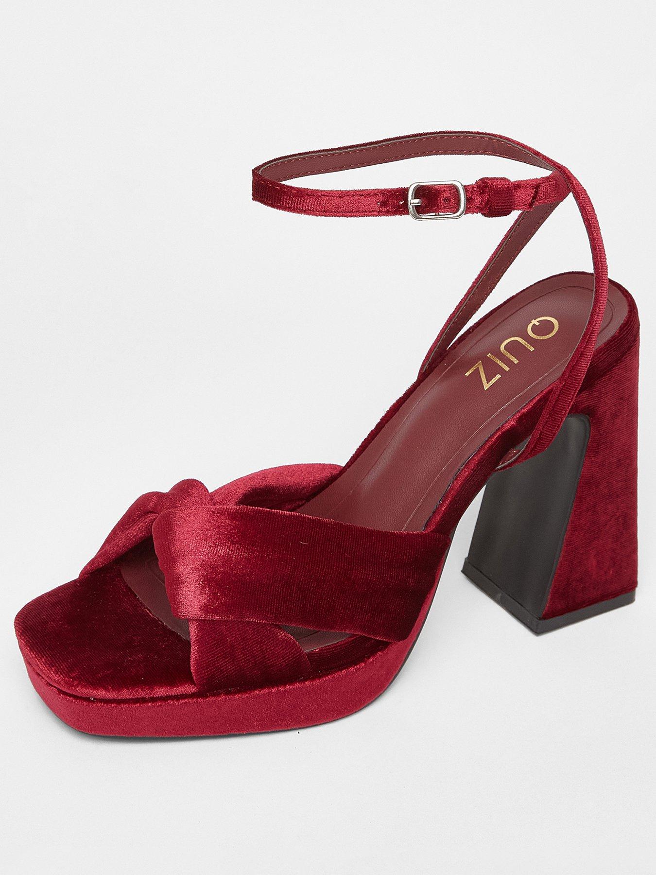 Image 2 of 5 of Quiz Burgundy Knot Front Platform Heels