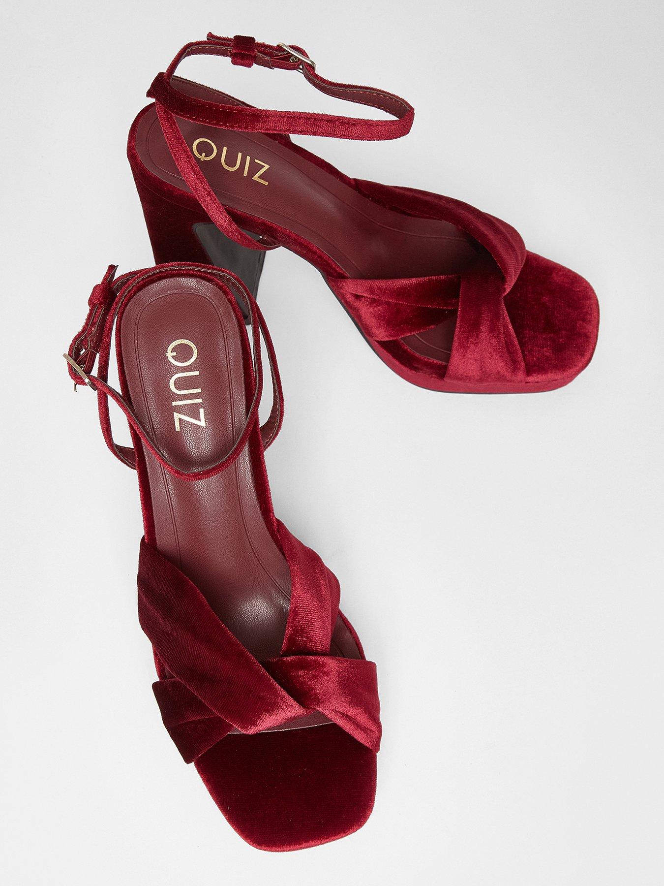 Image 3 of 5 of Quiz Burgundy Knot Front Platform Heels