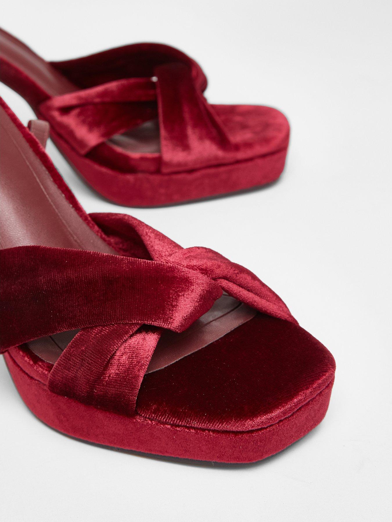 Image 4 of 5 of Quiz Burgundy Knot Front Platform Heels