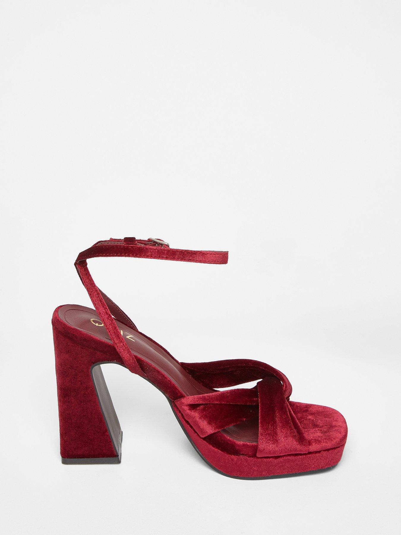 Image 5 of 5 of Quiz Burgundy Knot Front Platform Heels