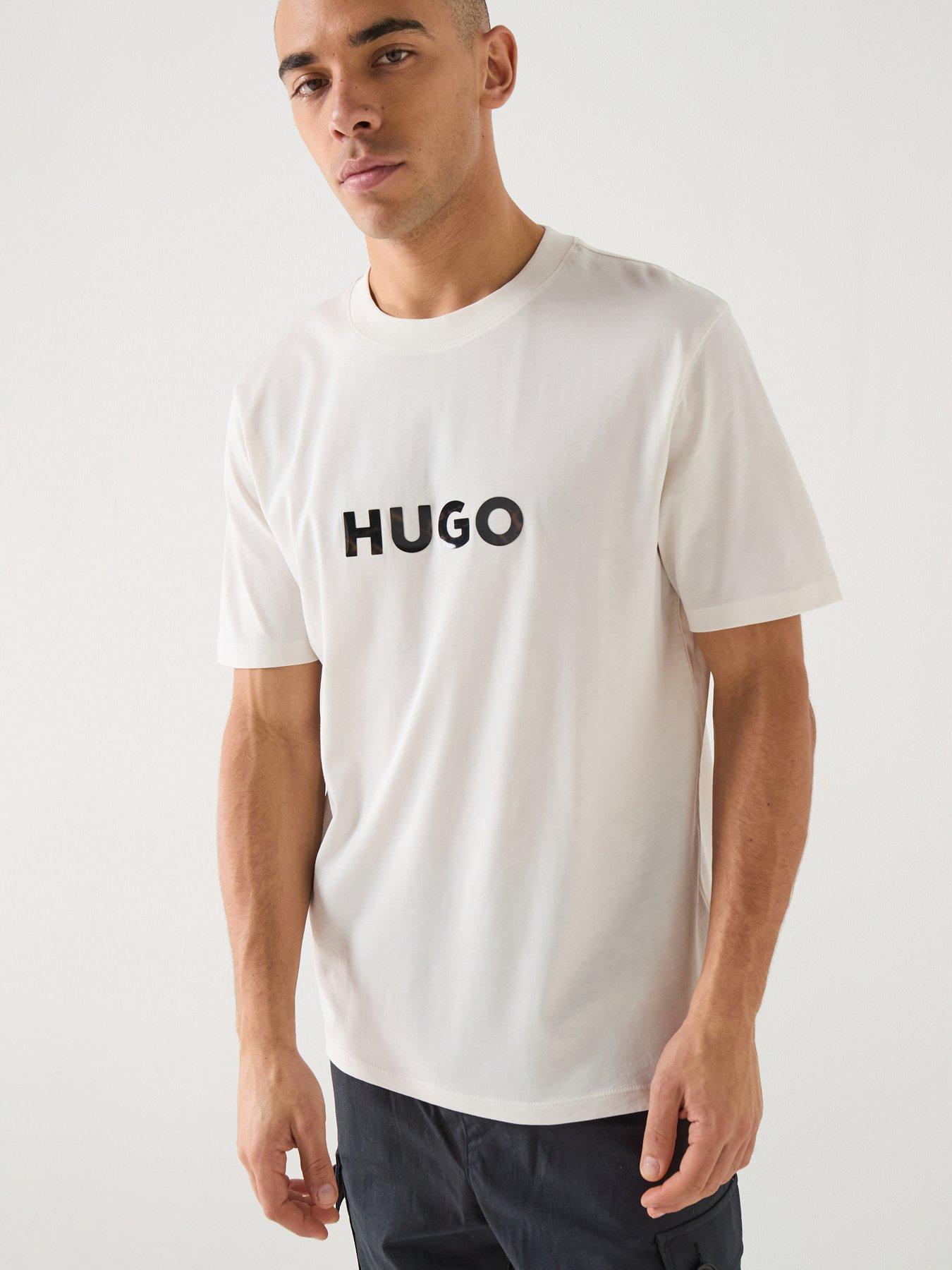 HUGO Dumeo Tortoiseshell Logo Regular Fit T-Shirt, Natural, Size 2Xl, Men