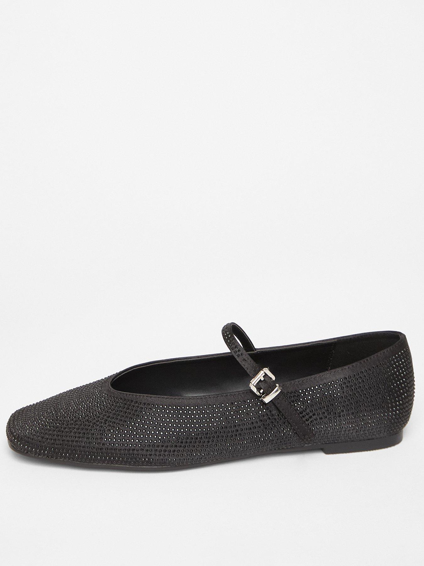 Quiz Black Diamante Embellished Pumps