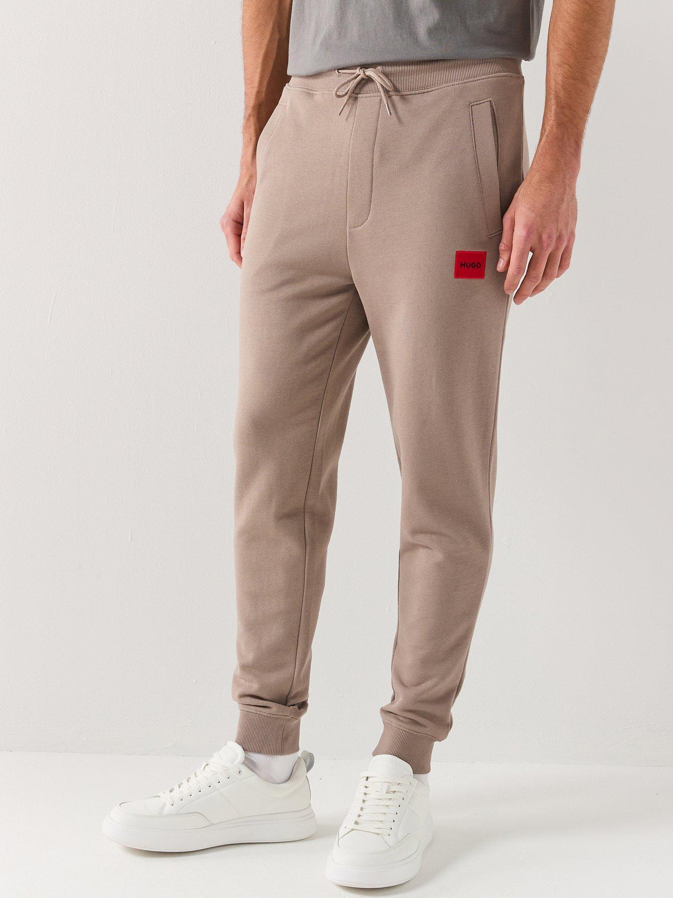 HUGO Doak212 Red Patch Logo Cuff Joggers - Light Brown