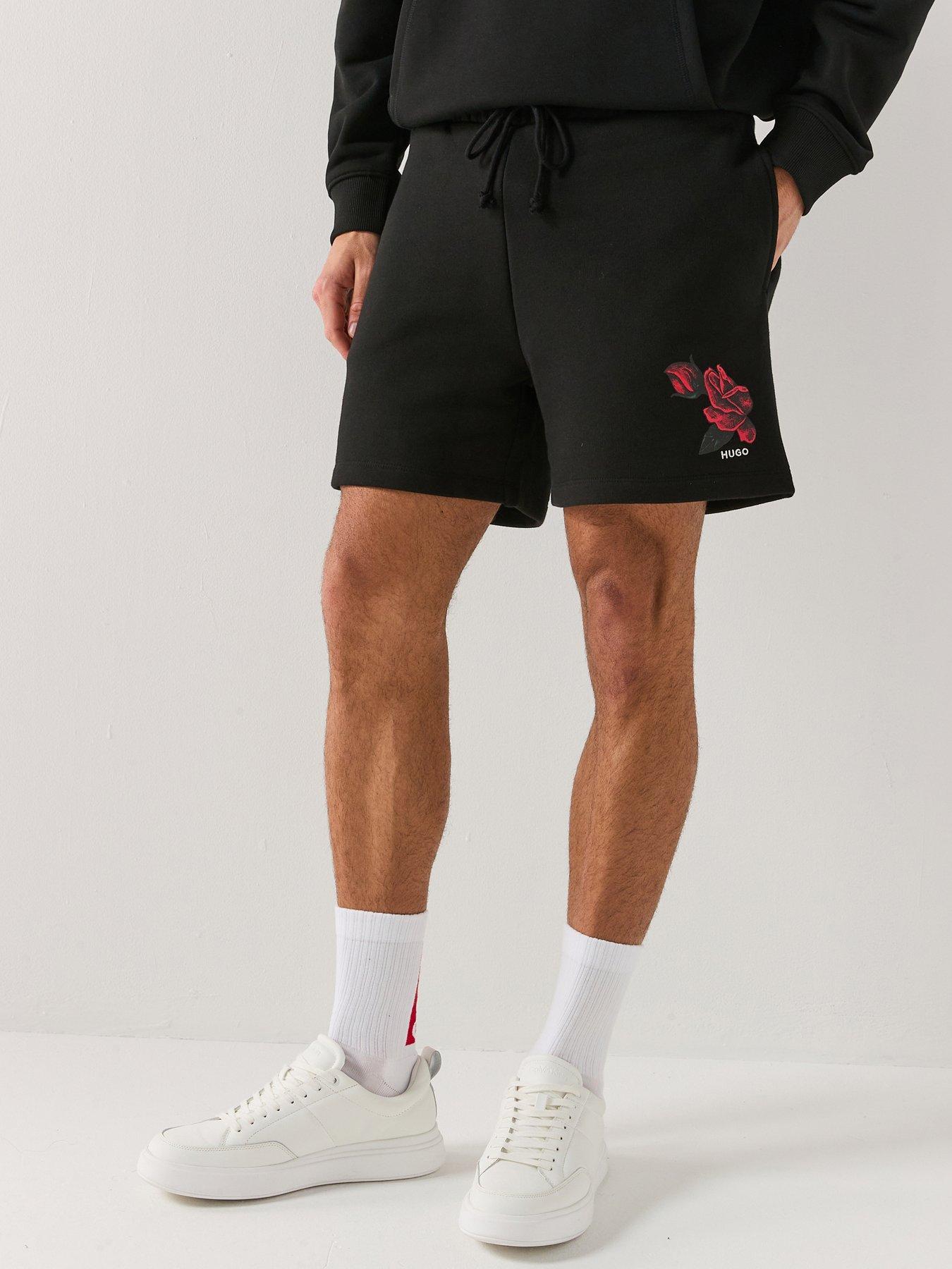 HUGO Dagety Relaxed Fit Rose Jersey Shorts - Black