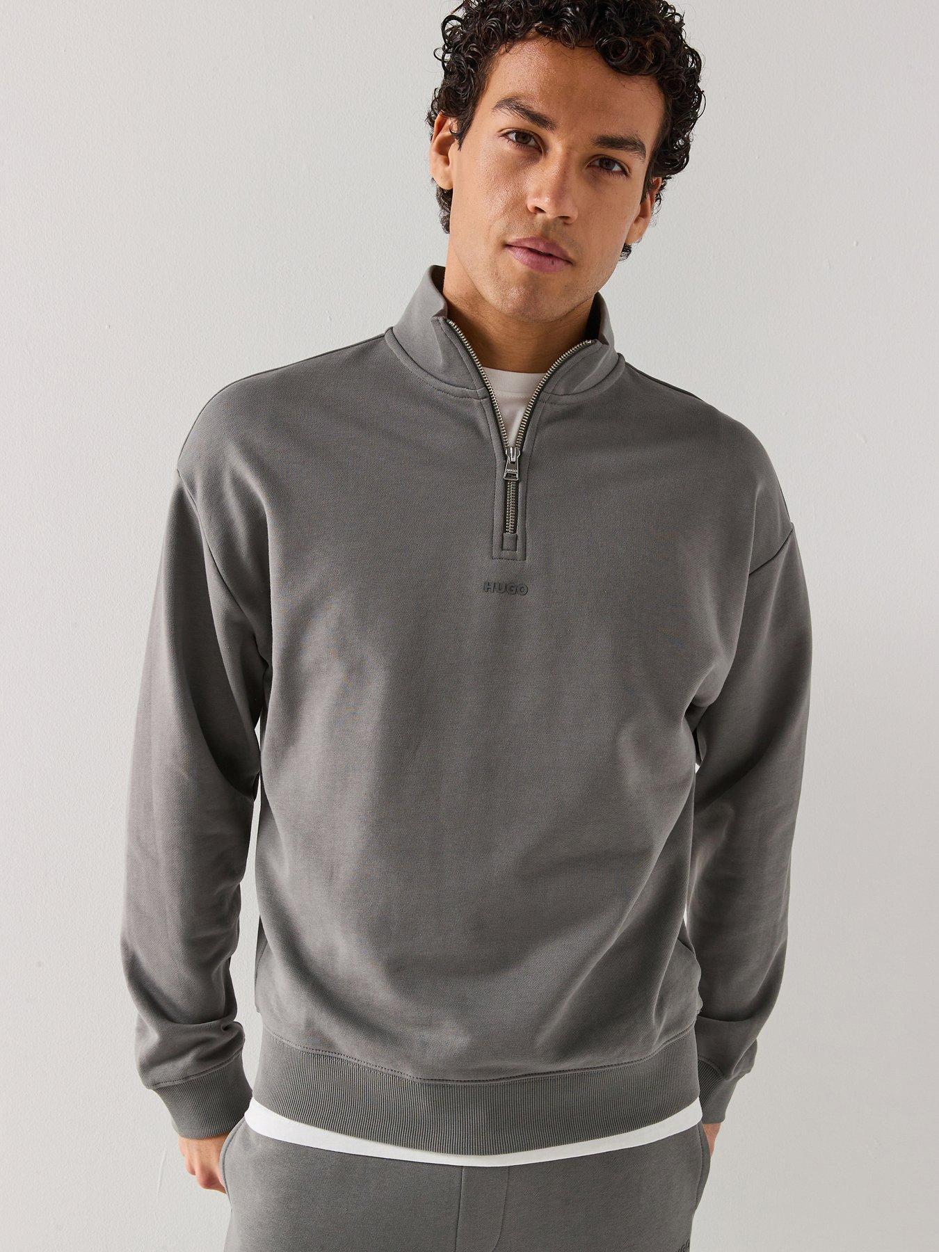 Hugo Durty244 Relaxed Fit 1/4 Zip Sweatshirt - Dark Grey