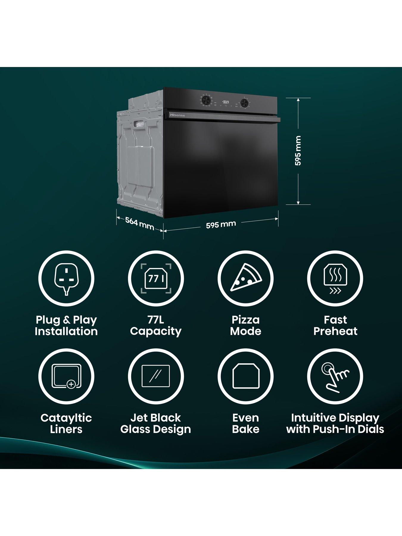 Image 2 of 7 of Hisense Hi2 BI624CBPGUK Built In Electric Single Catalytic, Plug &amp; Play Oven - Jet Black