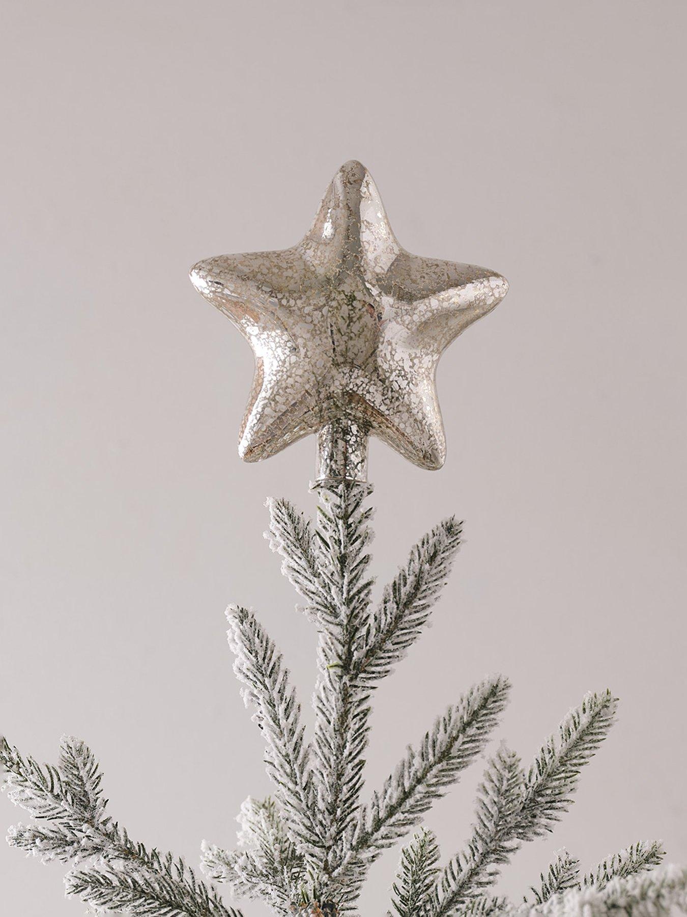 Lights4Fun 12cm Star Shaped Glass Tree Topper
