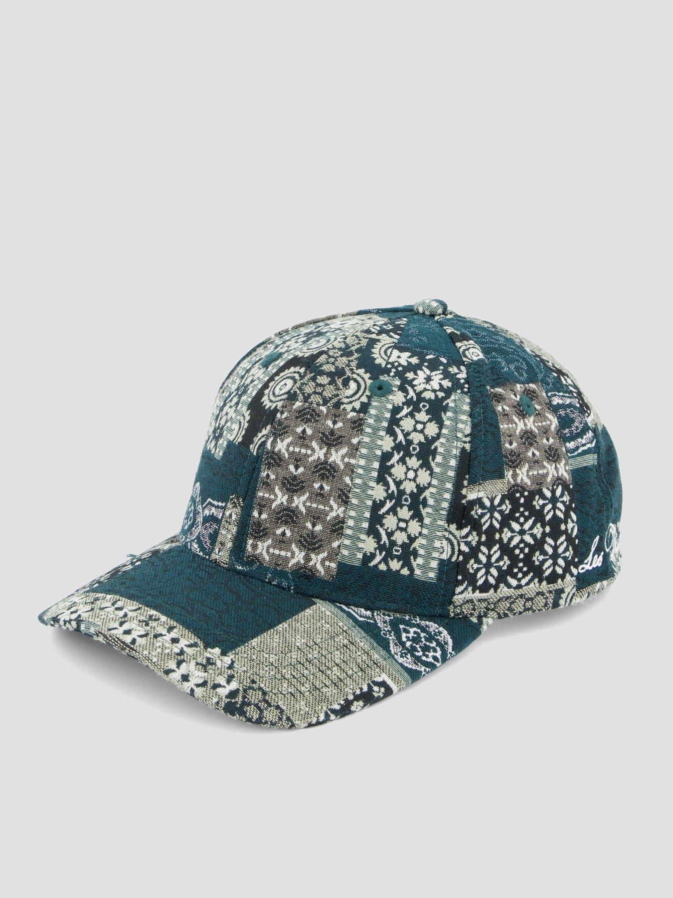 Image 2 of 5 of Les Deux Patchwork Jacquard Snapback Baseball Cap - Dark Green