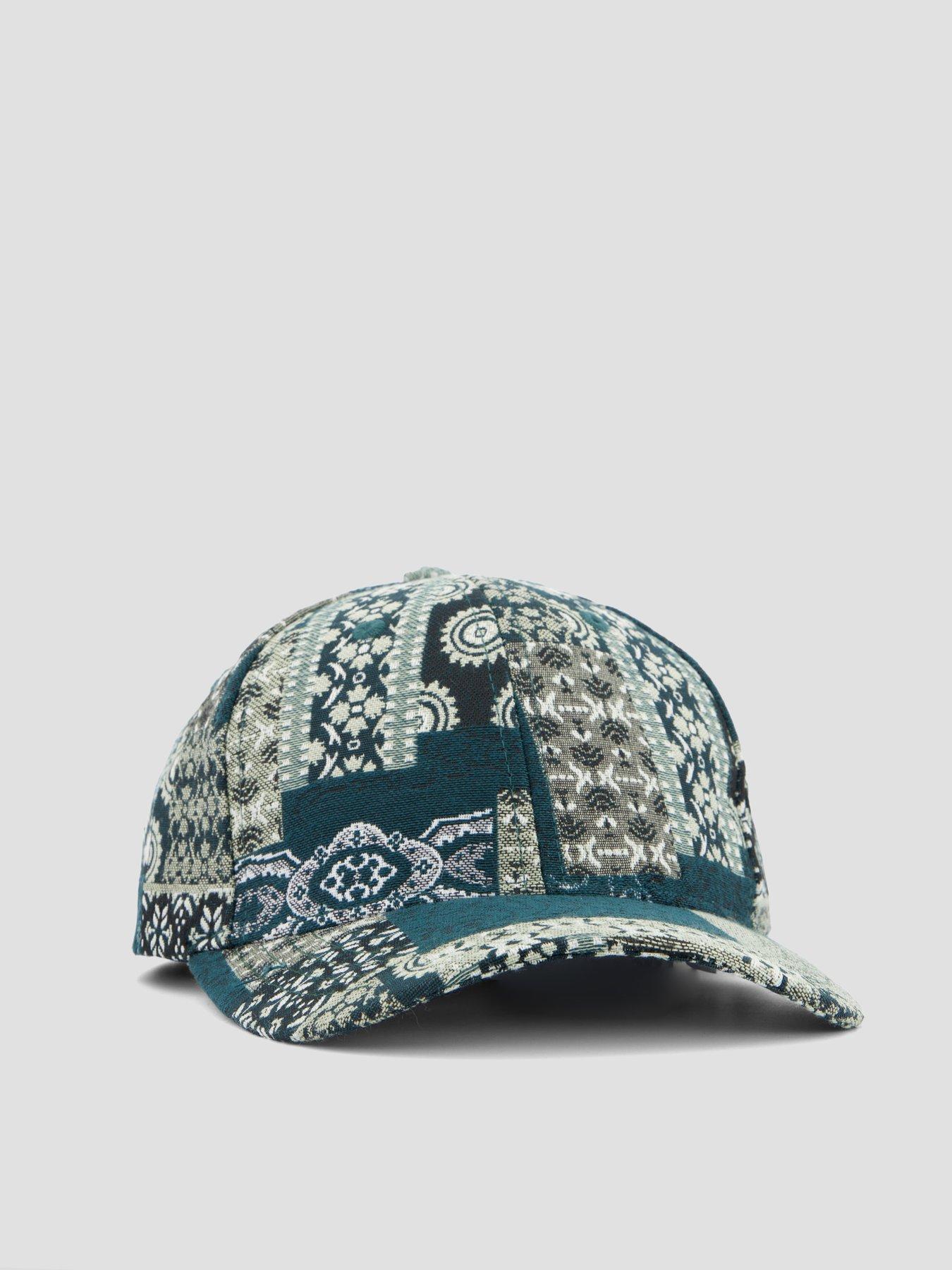 Image 3 of 5 of Les Deux Patchwork Jacquard Snapback Baseball Cap - Dark Green