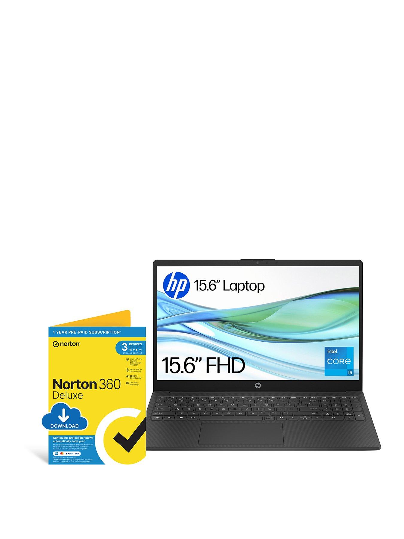HP 15fd0064na Laptop - 15.6in FHD, Intel Core i5, 8GB RAM, 256GB SSD, with Norton 360 Antivirus - Black