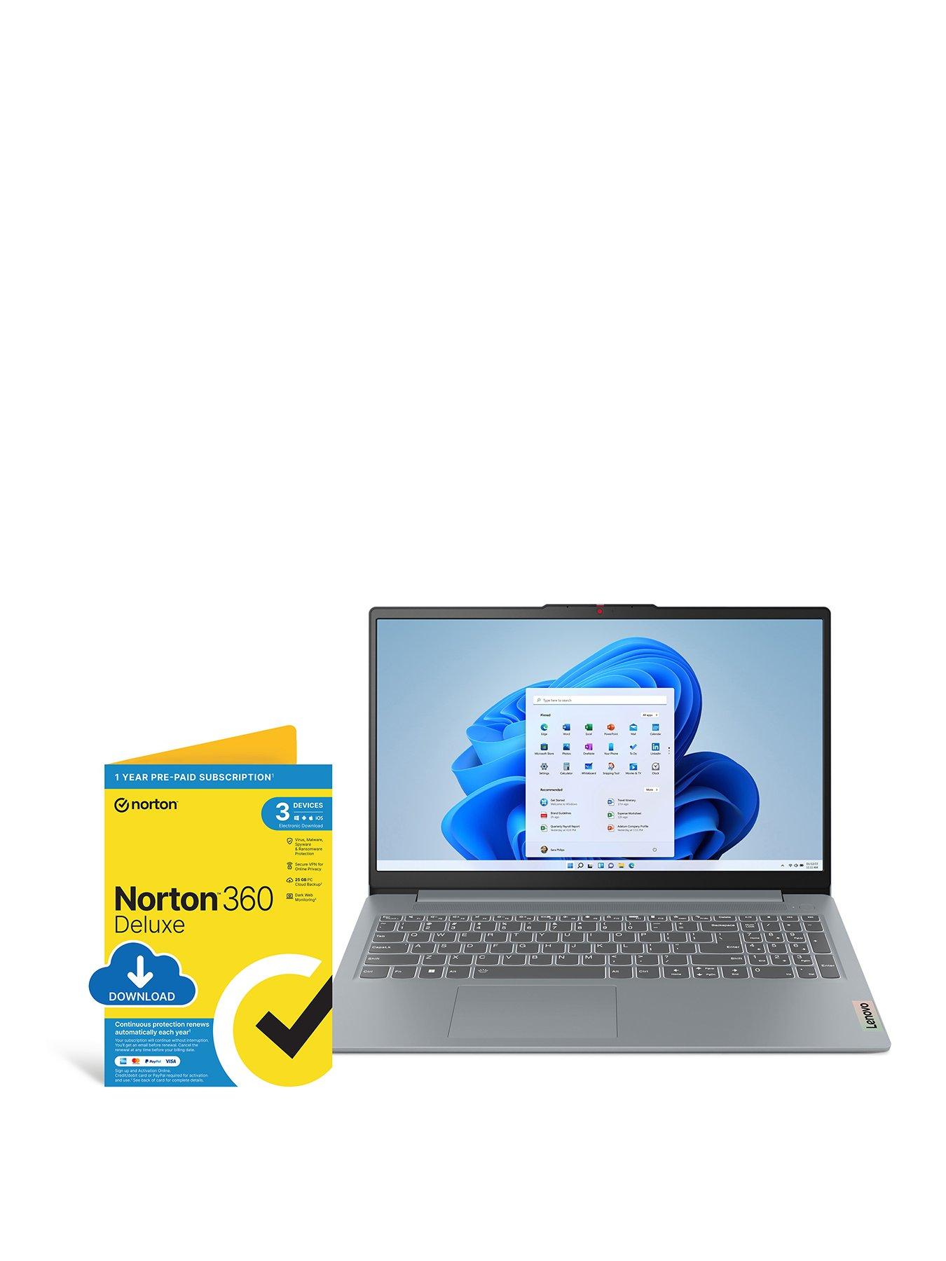 Lenovo IdeaPad Slim 3 15IAN8 Laptop - 15.6in FHD IPS, Intel Core i3, 8GB RAM, 128GB SSD, with Norton 360 Deluxe Antivirus - Grey