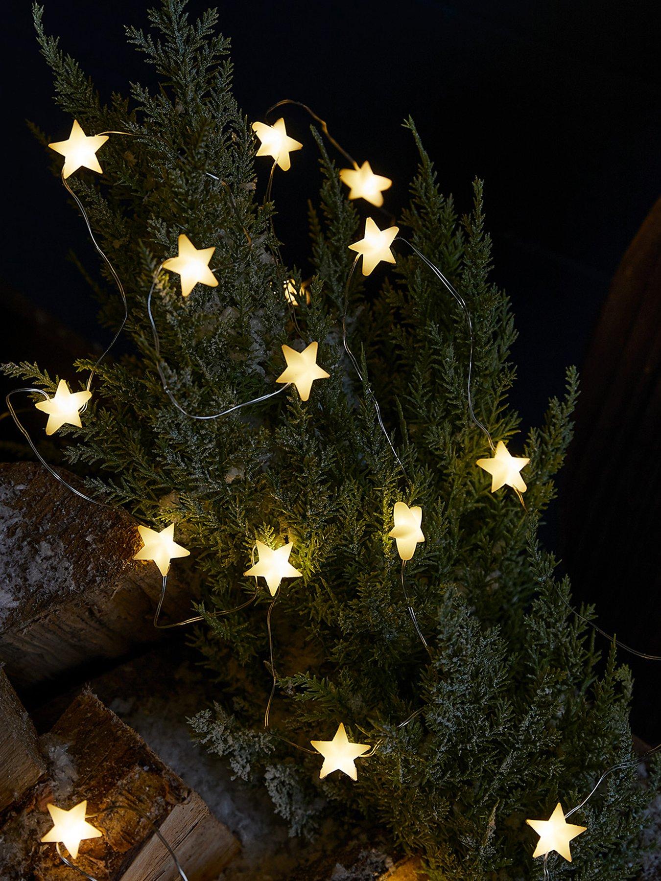 Lights4Fun 50 Warm White Star Outdoor Micro Fairy Lights