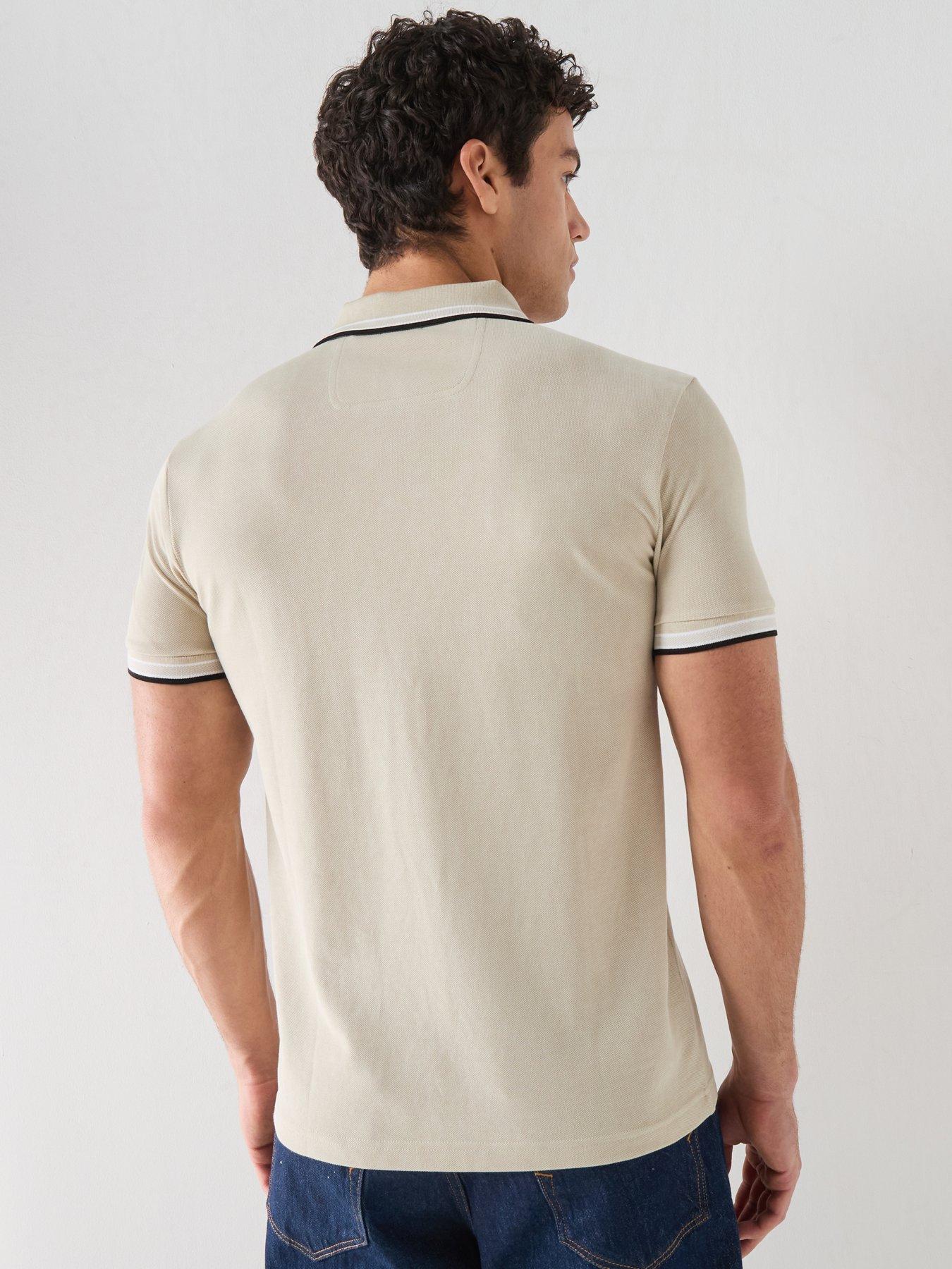 Image 2 of 6 of BOSS Paddy Regular Fit Tipping Polo Shirt &ndash; Light Beige