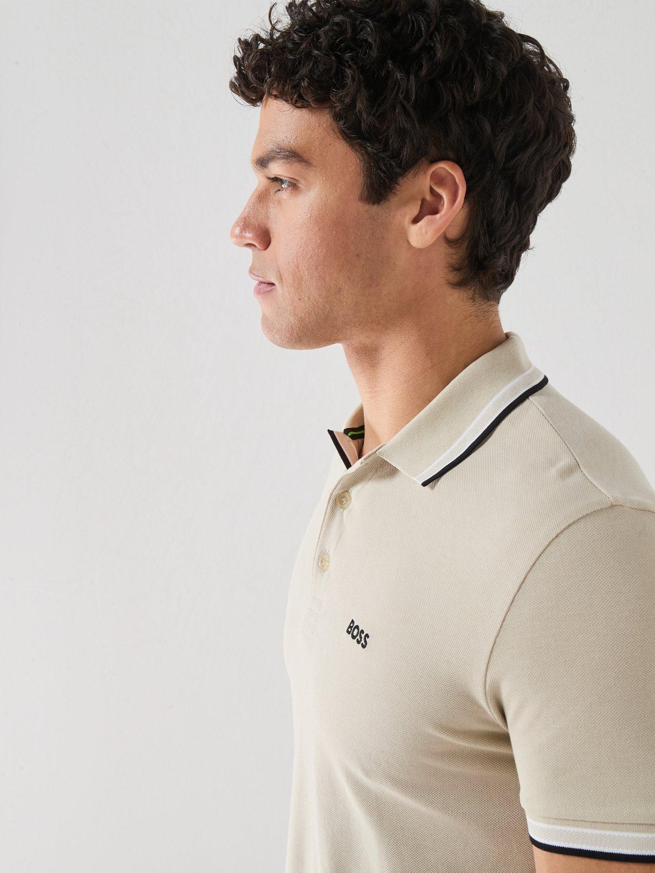 Image 6 of 6 of BOSS Paddy Regular Fit Tipping Polo Shirt &ndash; Light Beige